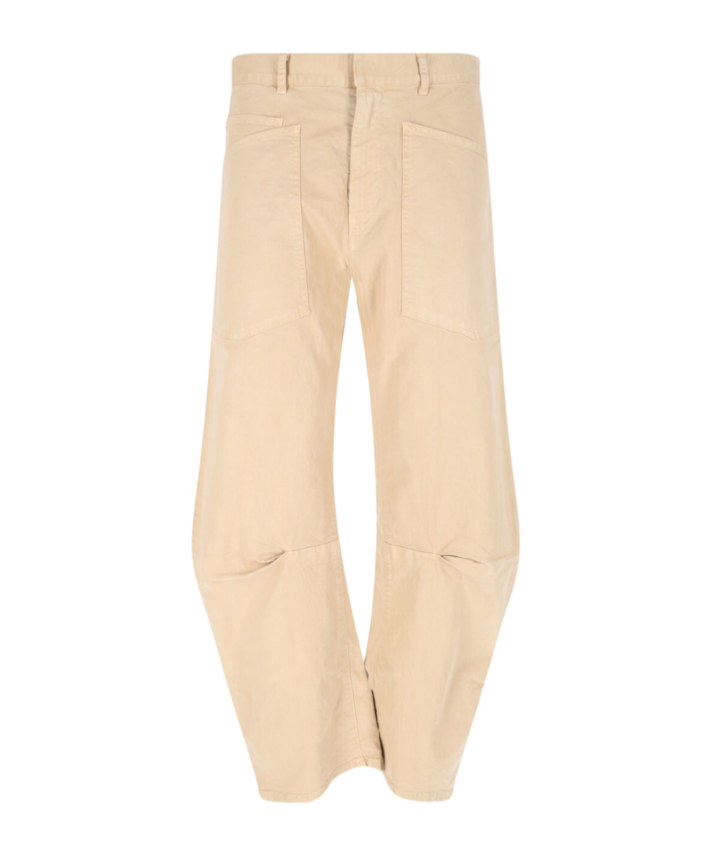 Nili Lotan Relaxed Fit Barrel Leg Pant In Beige
