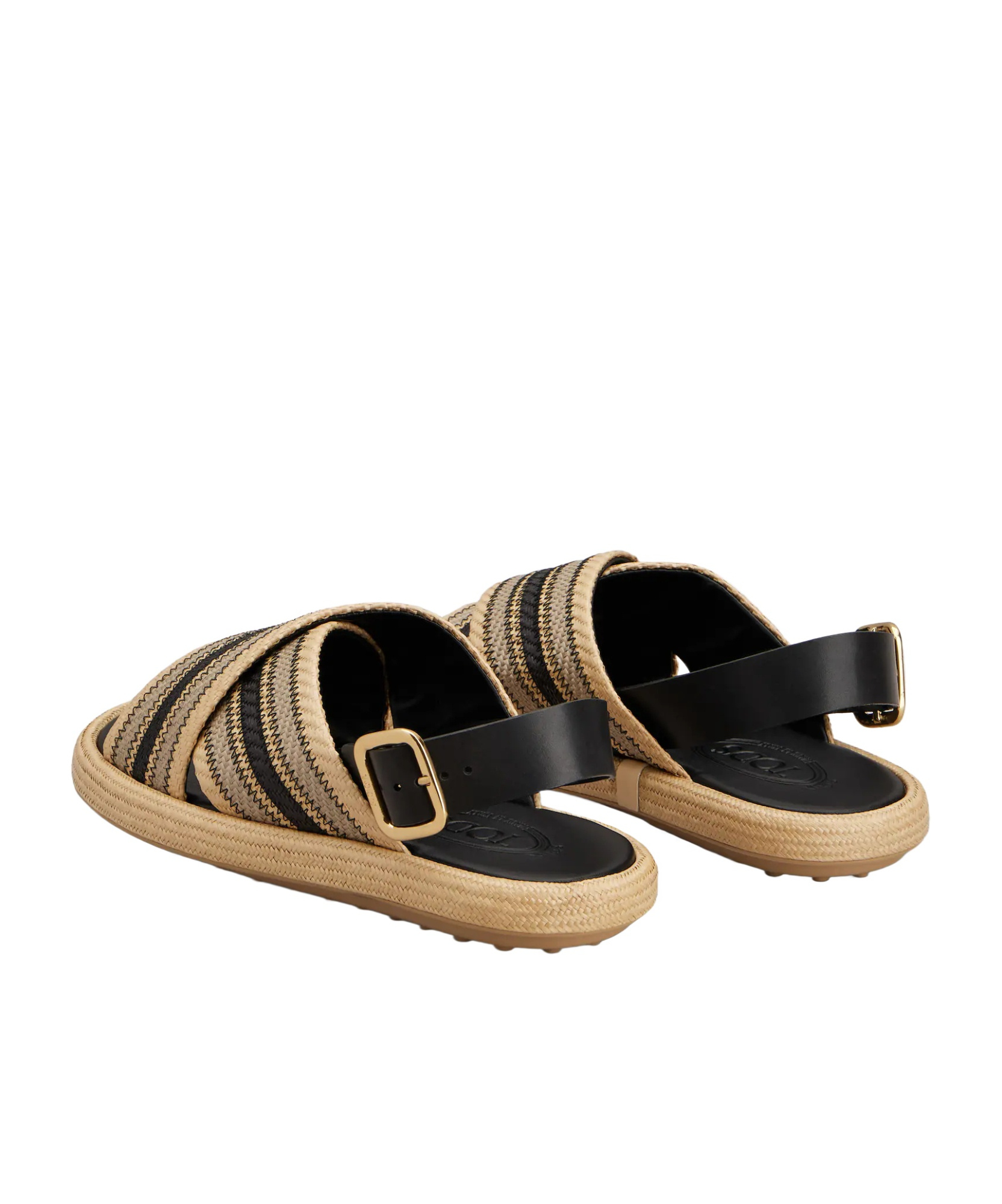 Shop Tod's Two-tone Woven Sandals In Nude