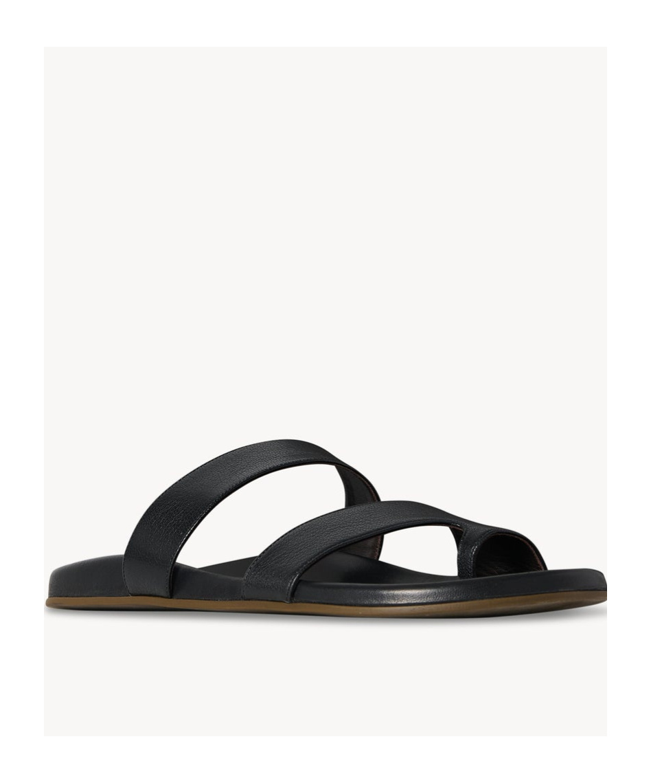 The Row Hugh Slippers In Black