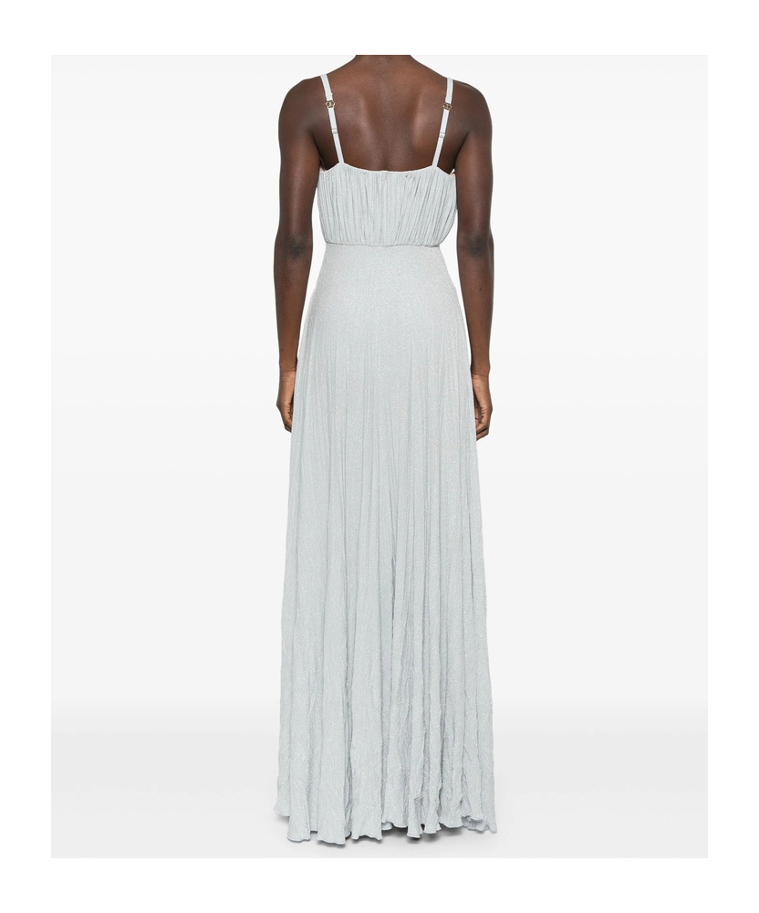 Elisabetta Franchi Maxi Dress With Sweetheart Neckline In Sky Blue