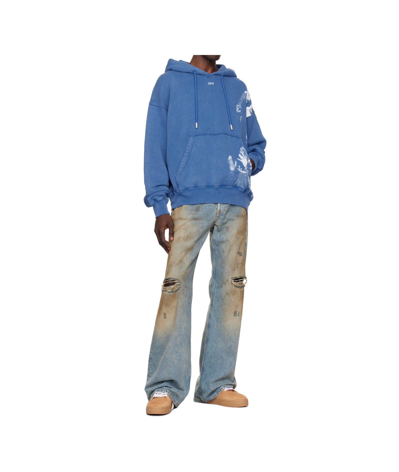 OFF-WHITE LONG-SLEEVED HOODED HOODIE