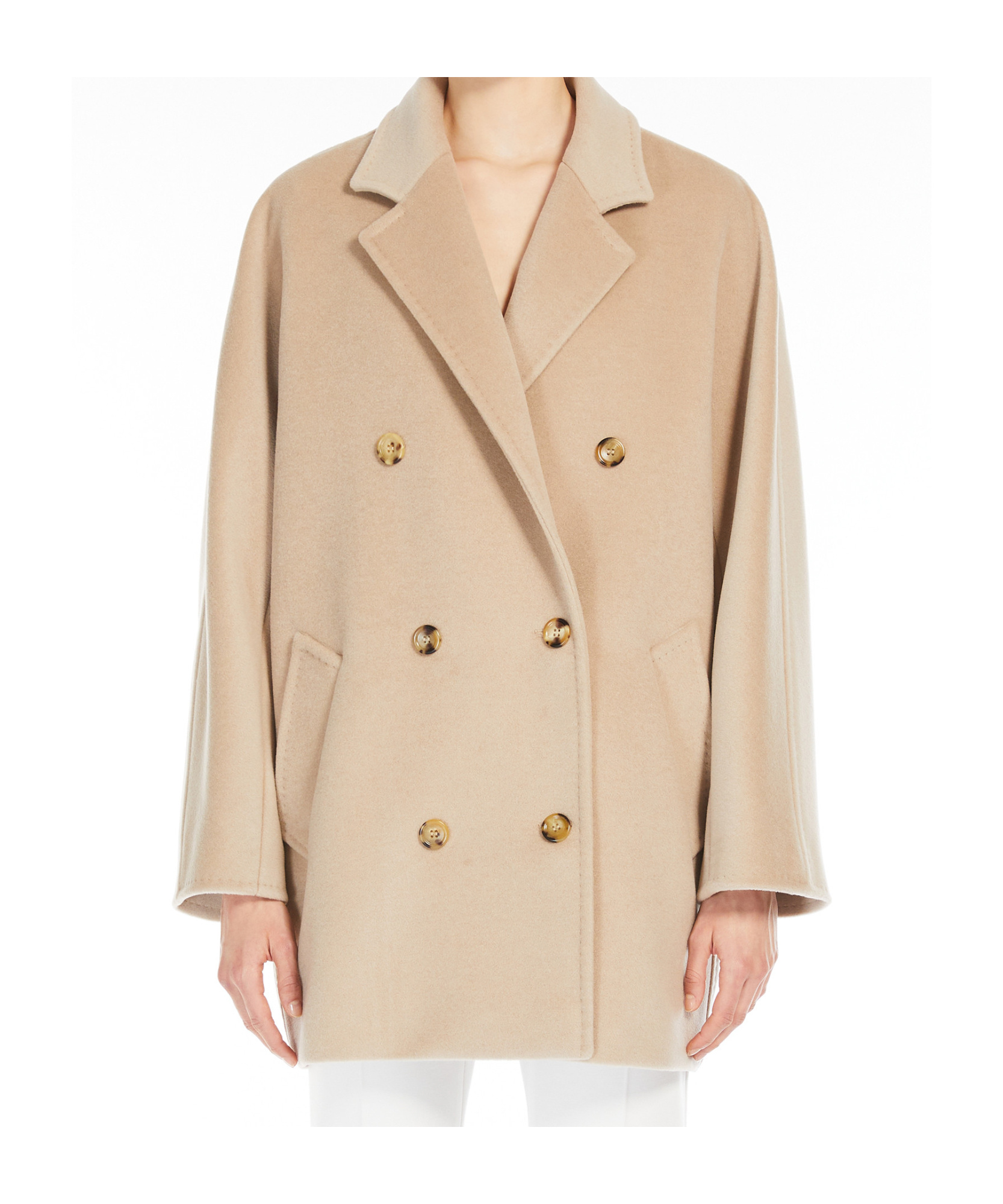 Max Mara Double-breasted Coat In Luxurious Wool-cashmere Blend In Gray
