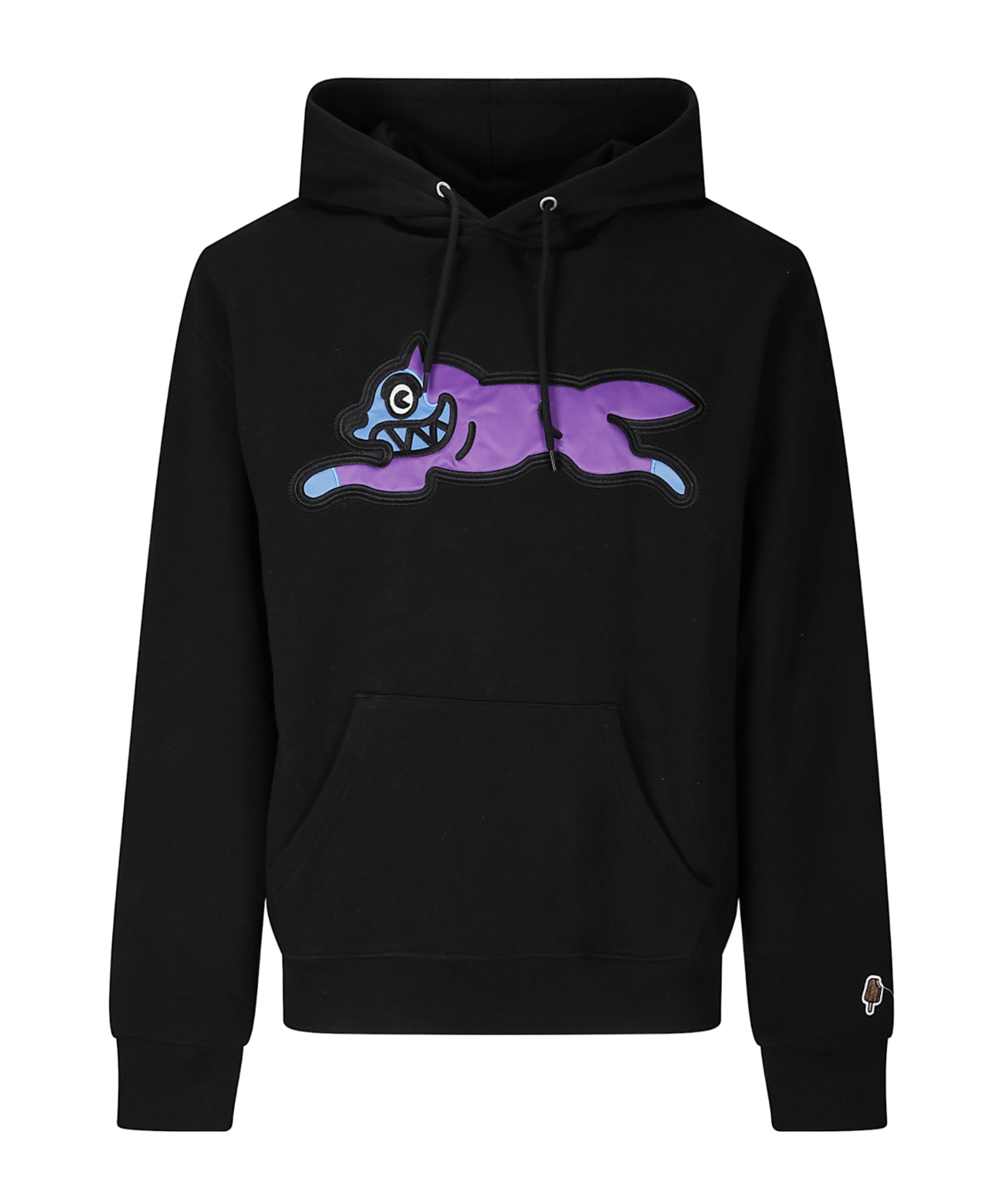 Icecream Satin Running Dog Popover Sweatshirt In Black
