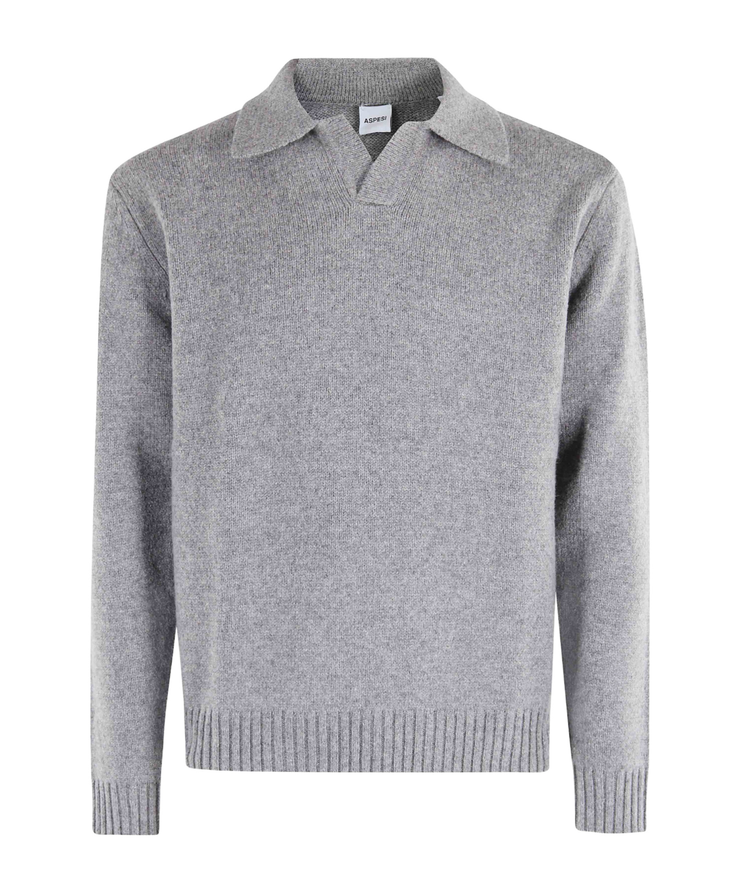 Aspesi Knitted Polo Shirt In Gray