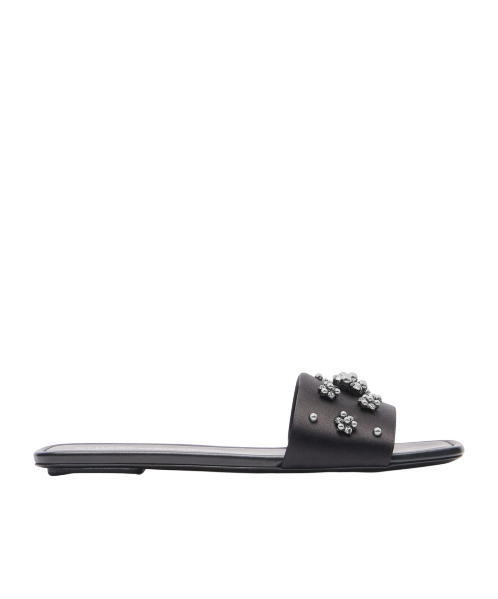 Stuart Weitzman Poppy Embellished Slide Sandal In Black