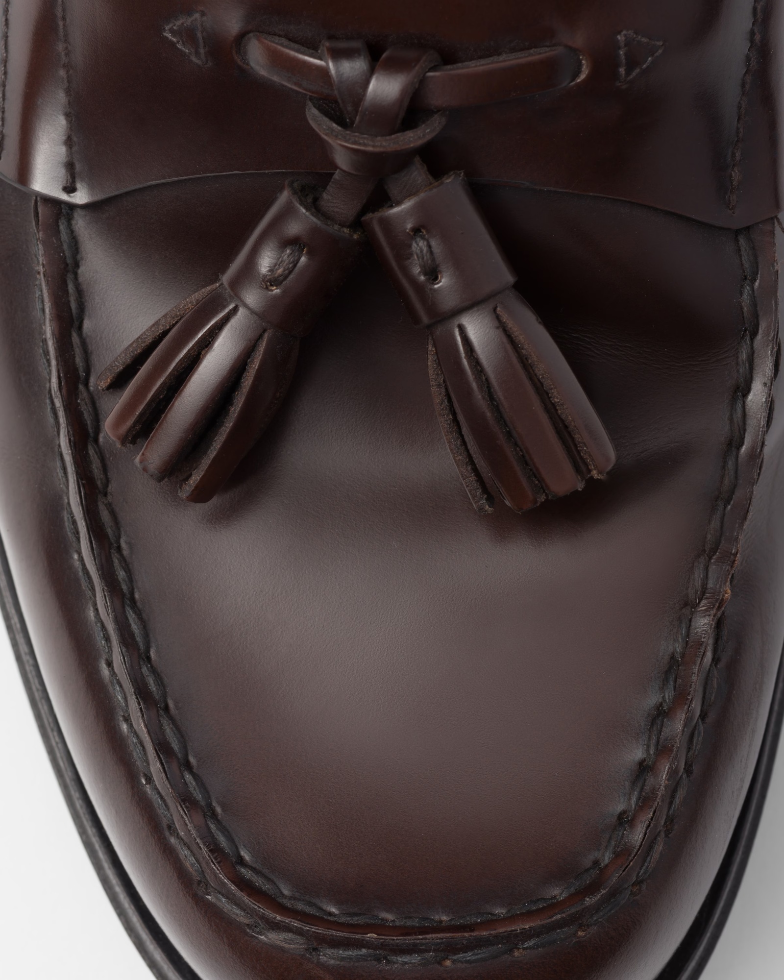 Prada Brushed Leather Platform Loafers In Black