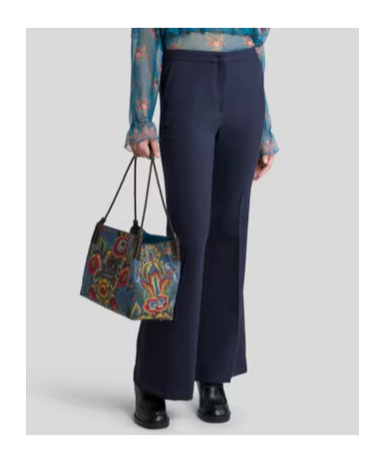 Etro Flared Wool-blend Tricotine Trousers In Blue
