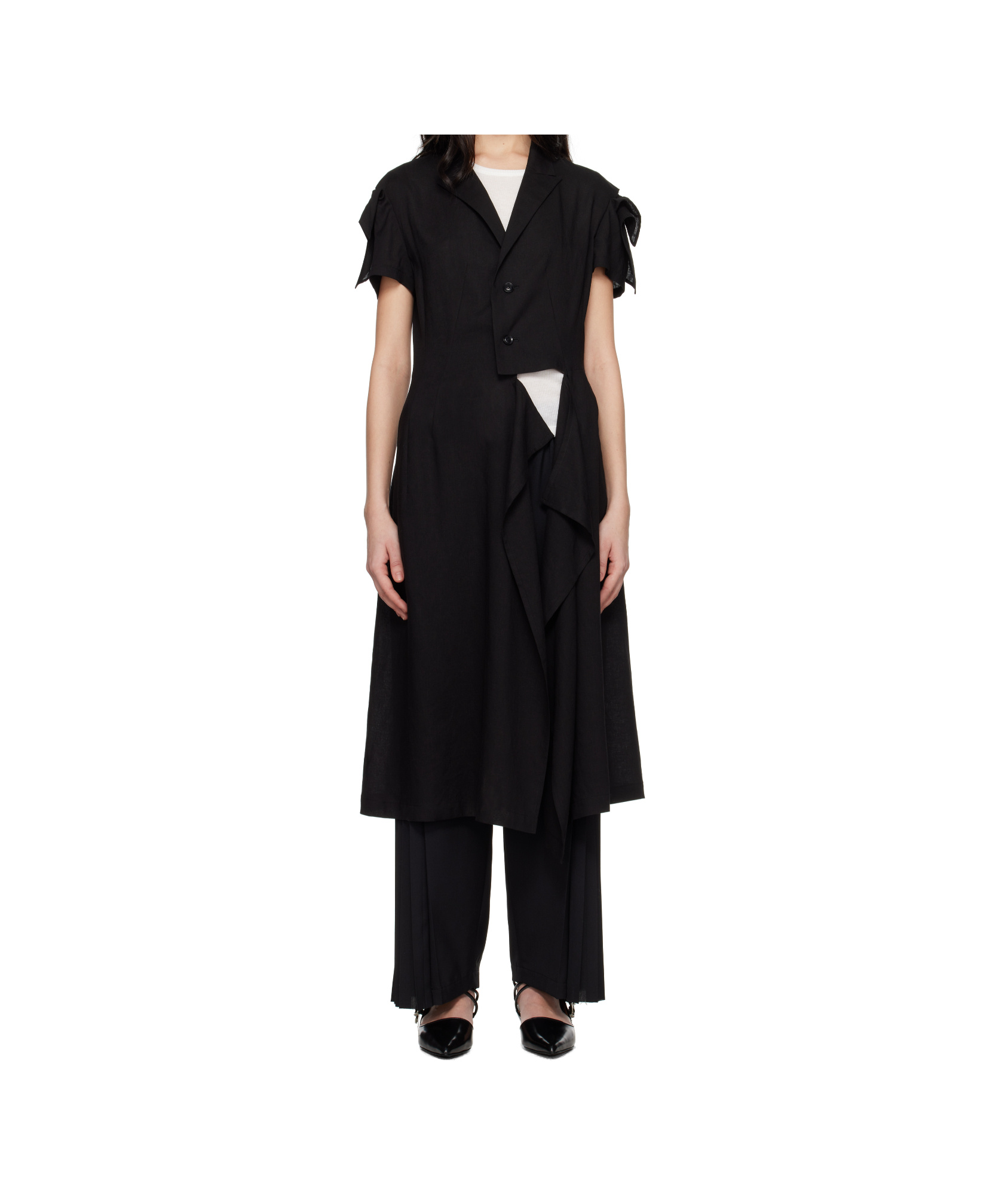 Y's Black Rayon Linen Sheeting Square Jacket In Black