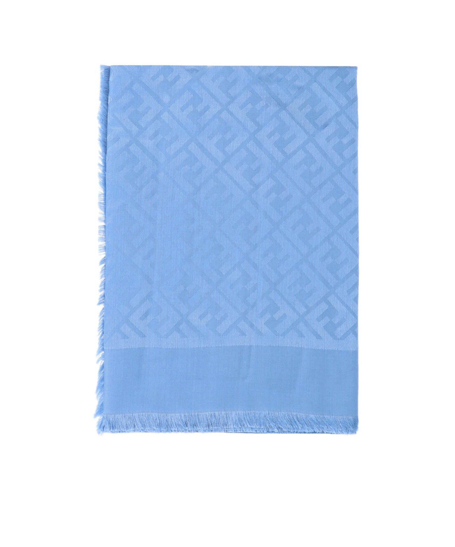 Fendi Ff-jacquard Fringed Scarf In Blue