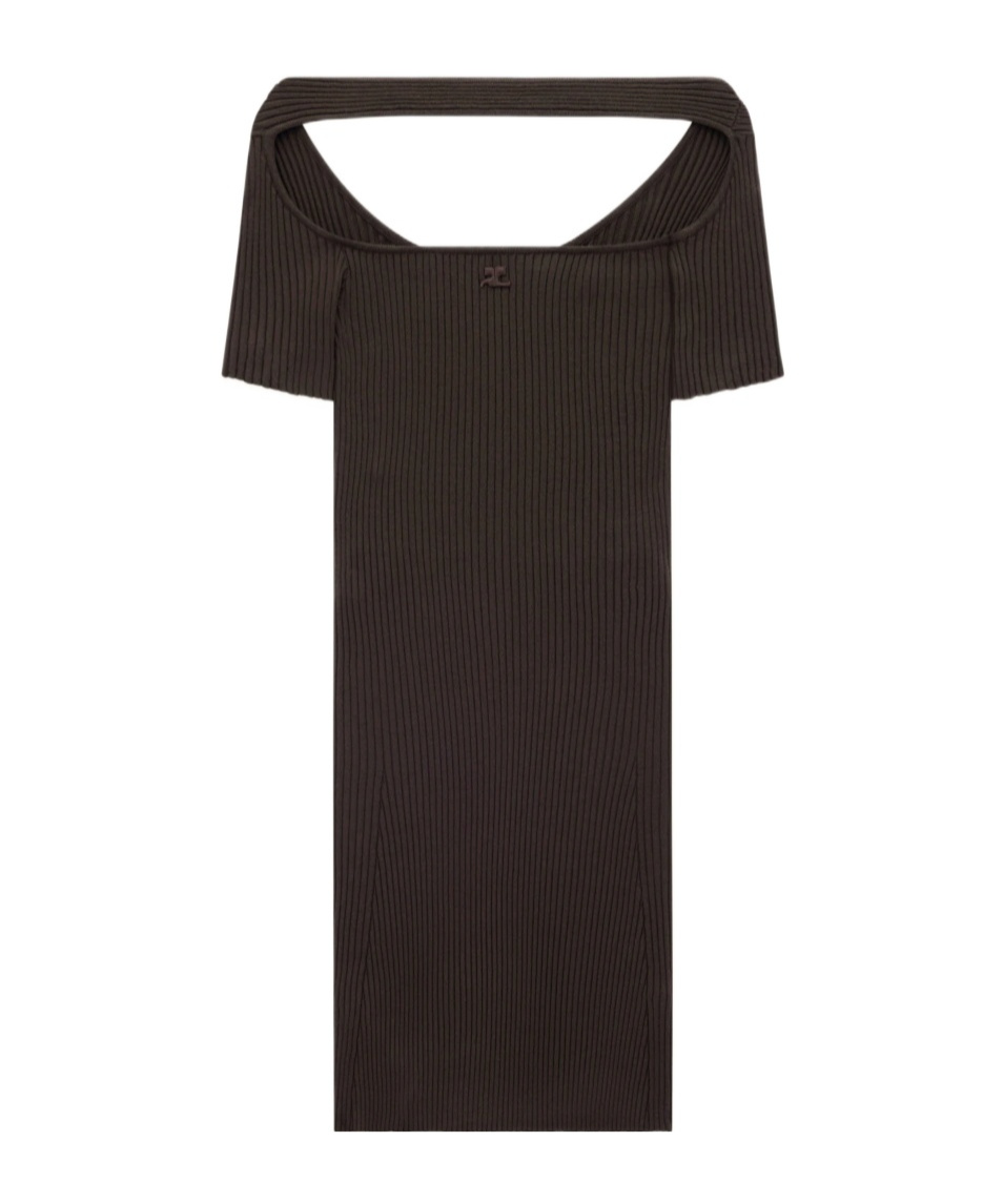 Courrèges Hyperbole Ribbed Minidress In Black