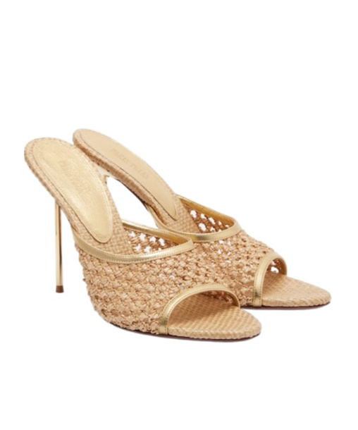 Paris Texas Lidia Leather-trimmed Mules In Nude