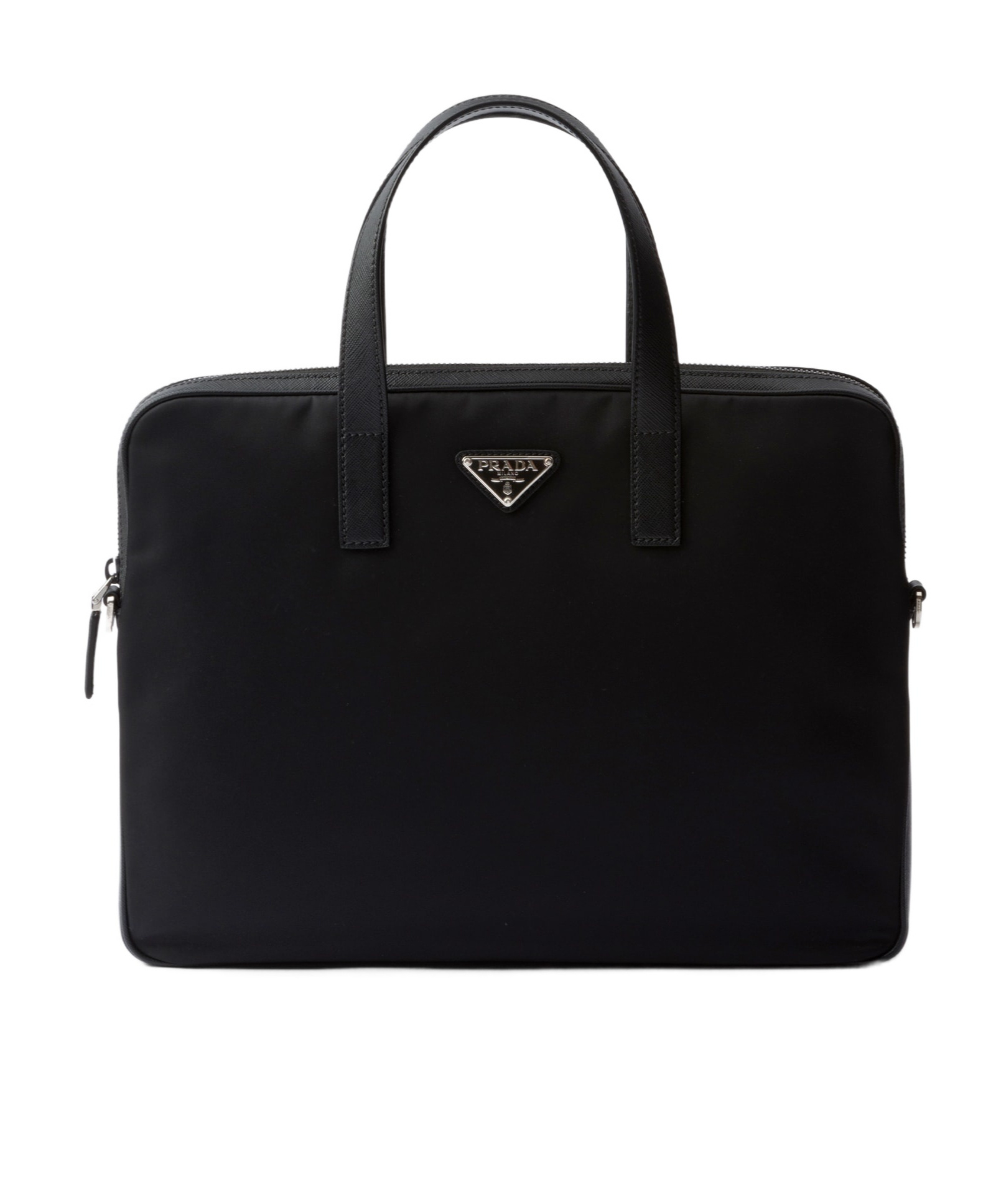 Prada Re-nylon Leather-trimmed Briefcase In Black