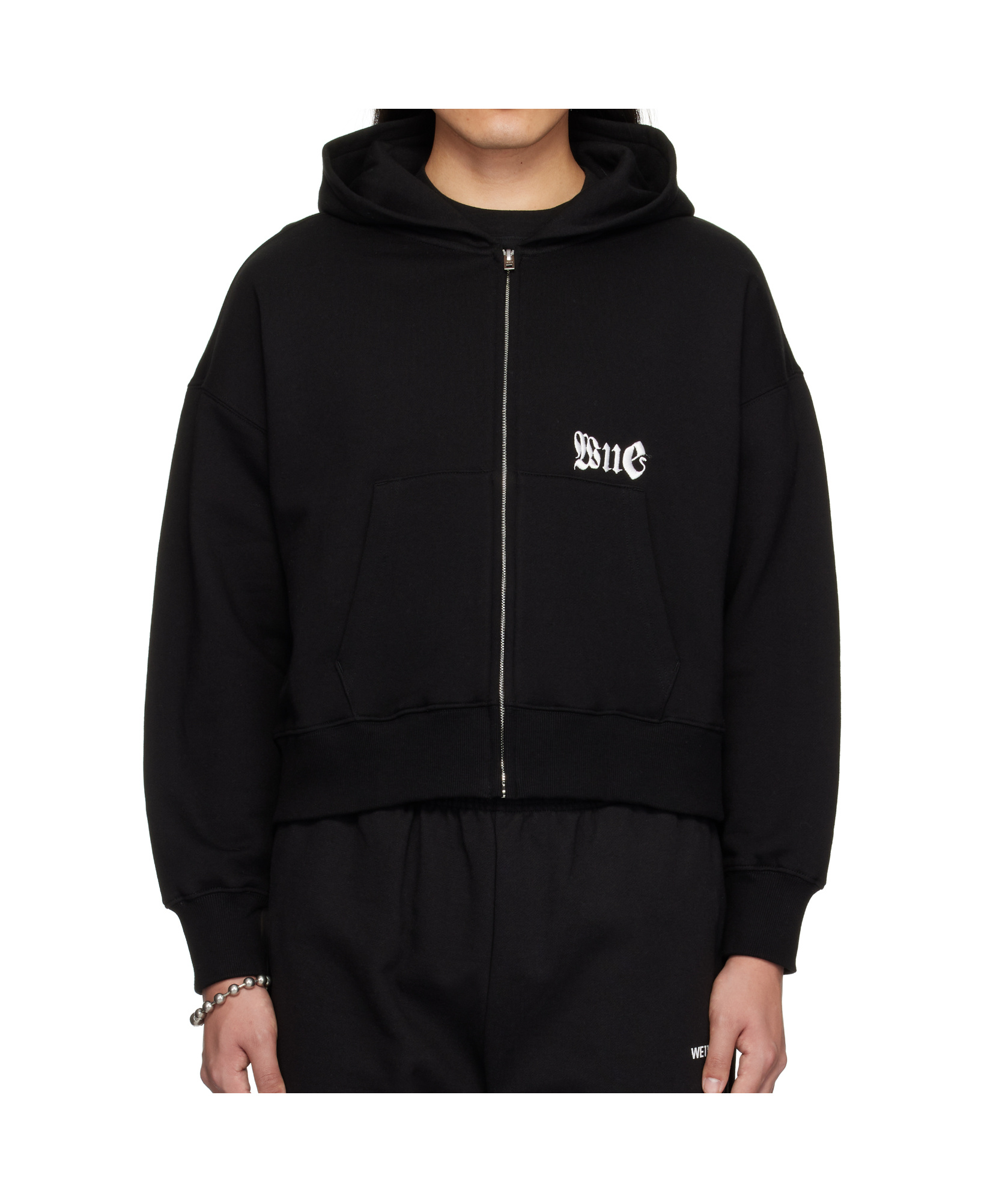We11 Done Long-sleeved Hooded Sweatshirt In Black
