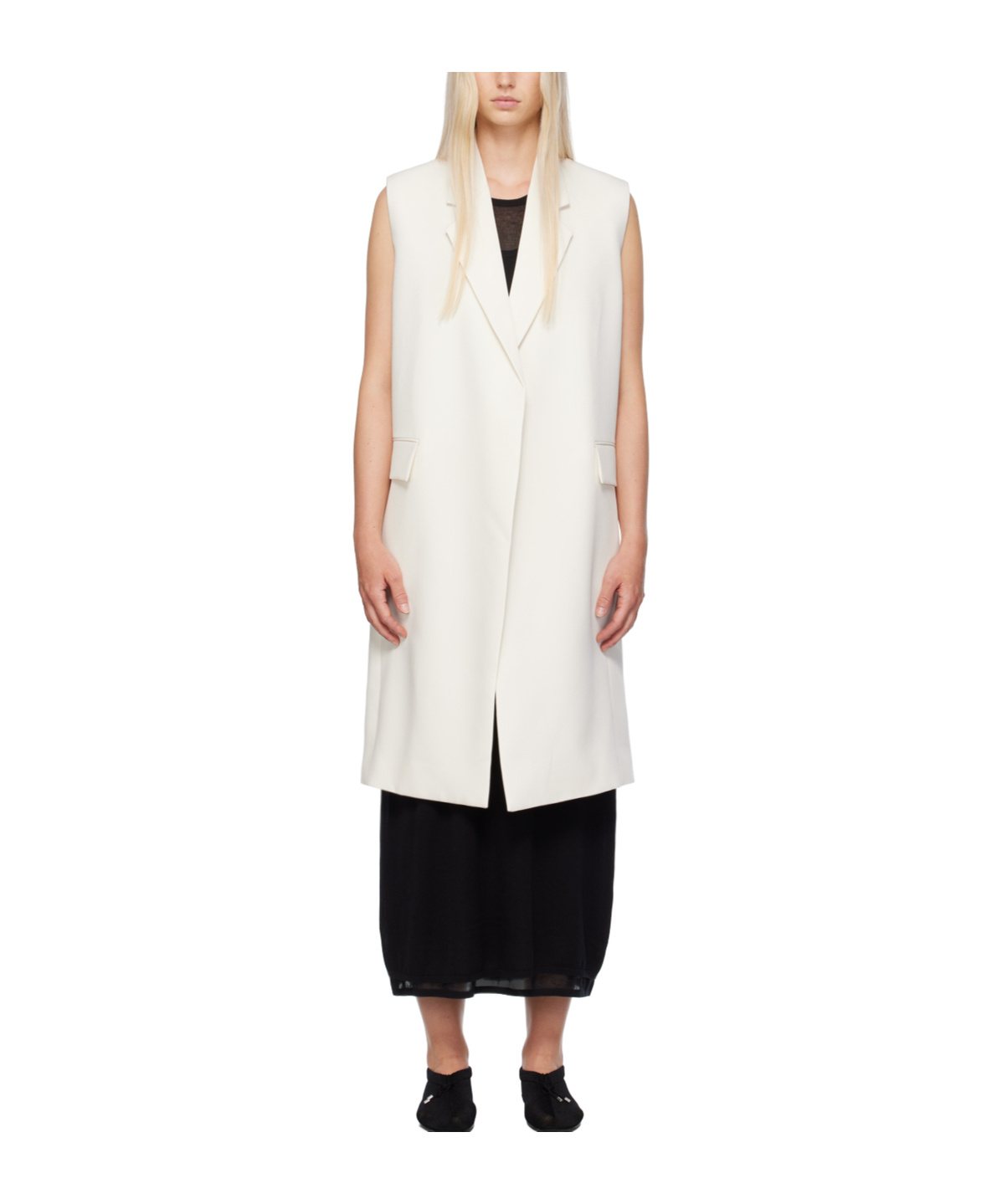 Totême Sleeveless Grain De Poudre Coat Off White In White