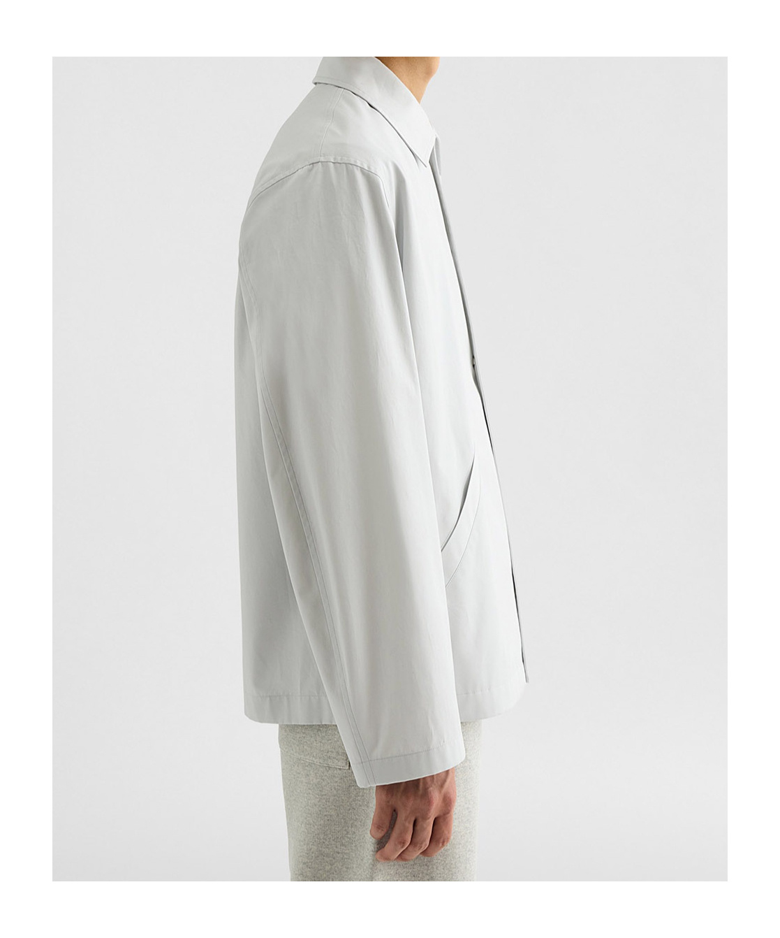 Jil Sander Light Grey Cotton Windbreaker In Gray