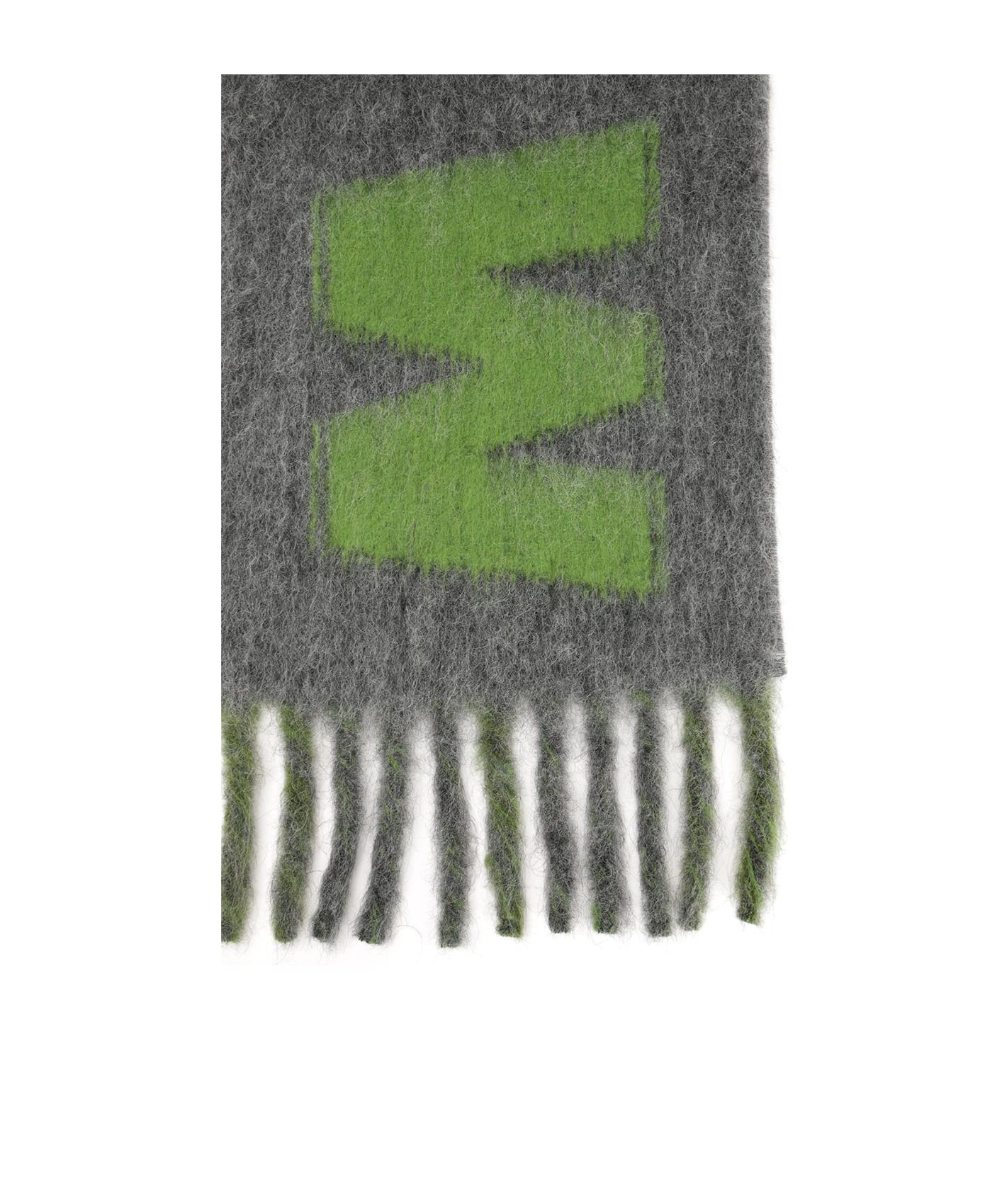Marni Fringed Ends Striped Pattern Scarves In Gray