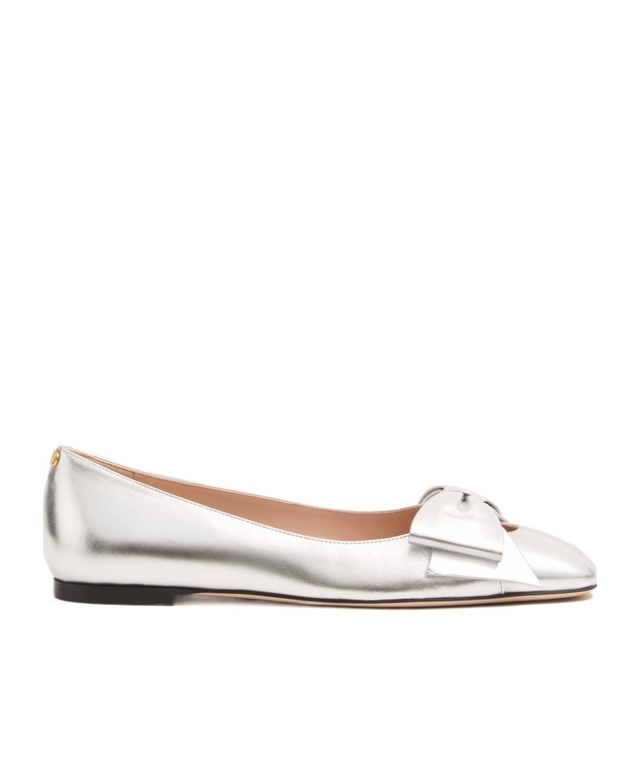 Valentino Garavani Bowow Ballerina In Laminated Nappa In White