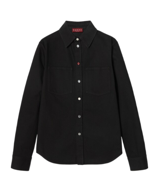 Gucci Long-sleeved Denim Shirt In Black