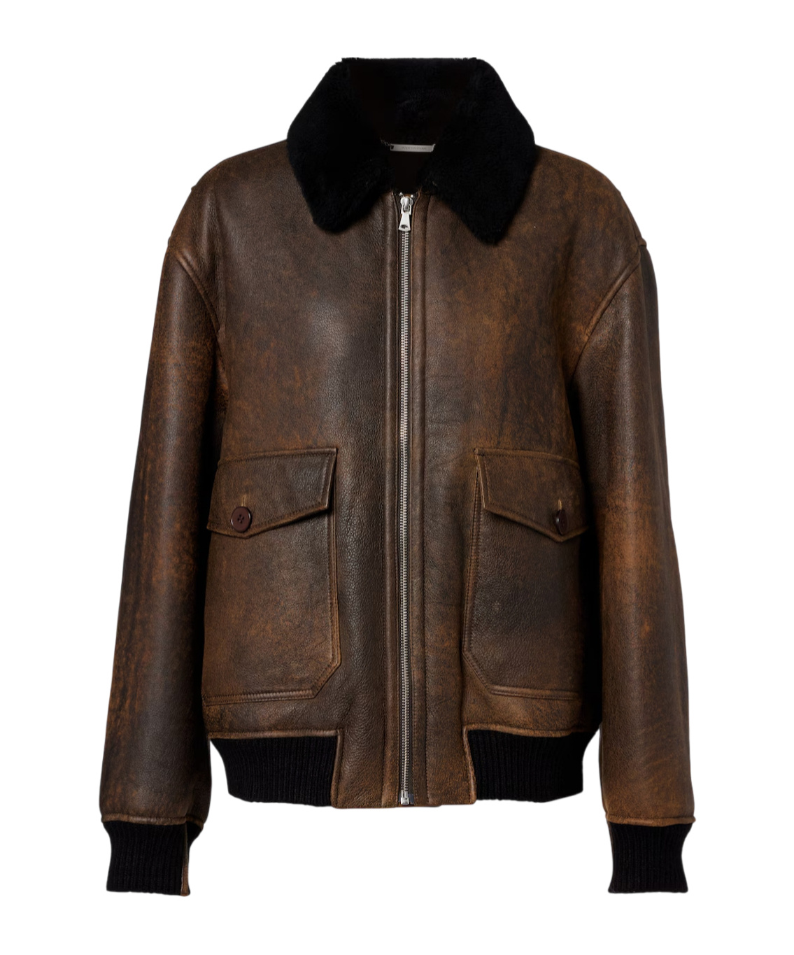 Nour Hammour Anton Shearling-lined Leather Bomber Jacket In Brown