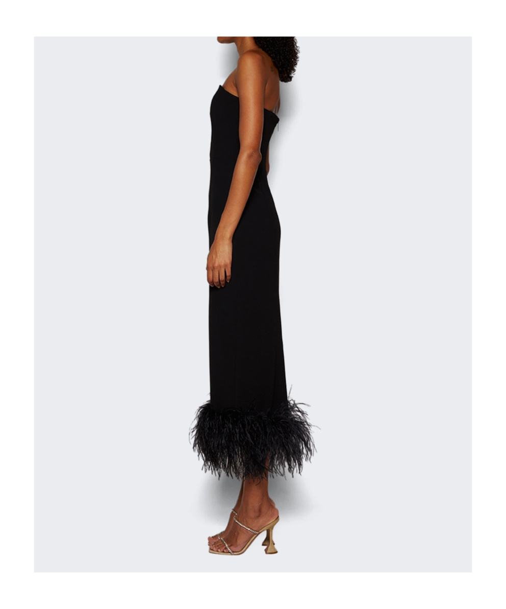 16arlington Off-the-shoulder Feather Trim Dress In Black
