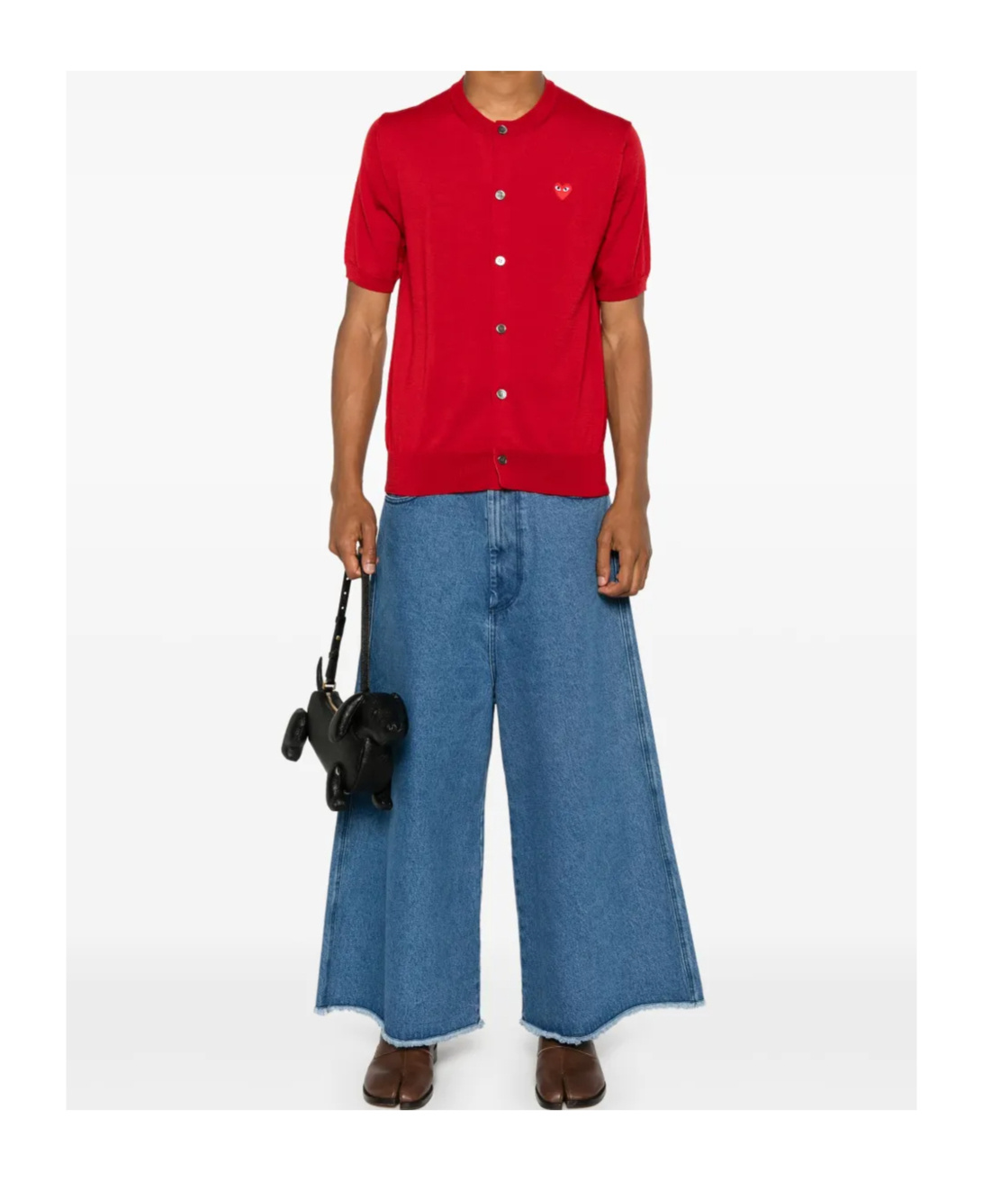 Comme Des Garçons Play Heart-patch Wool Cardigan In Red