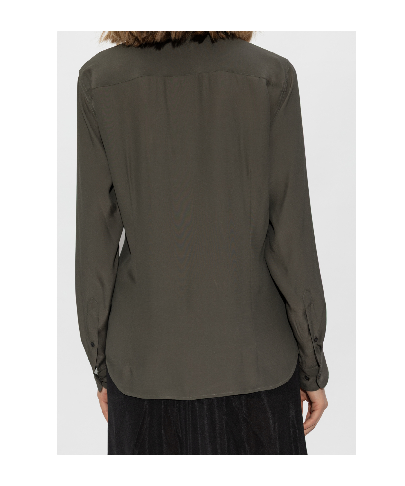 Dries Van Noten Women Silk Blend Satin Shirt In Black