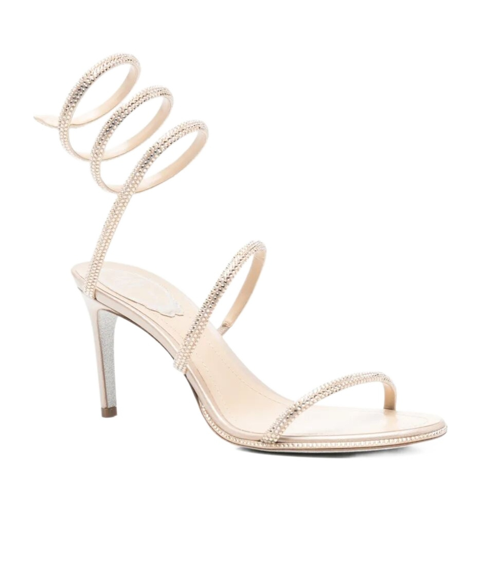 René Caovilla 80mm Strass-spiral Sandal In Neutral