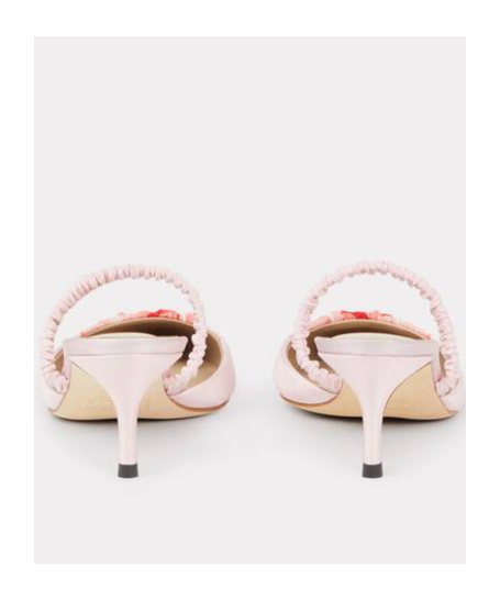 Kenzo Satin Kitten Heel Mules With Pointed Toe In Pink