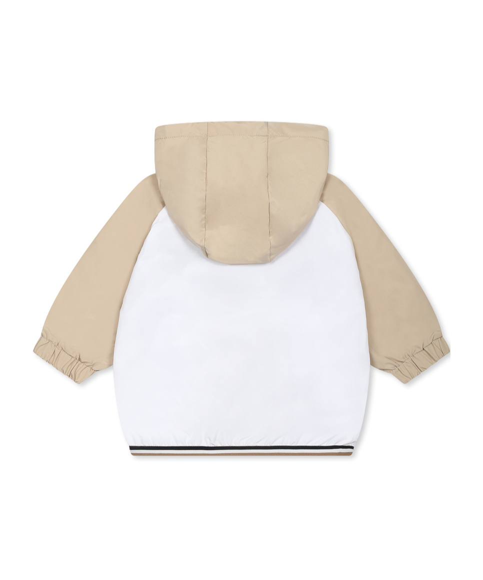 Hugo Boss Logo-print Hooded Windbreaker In Nude