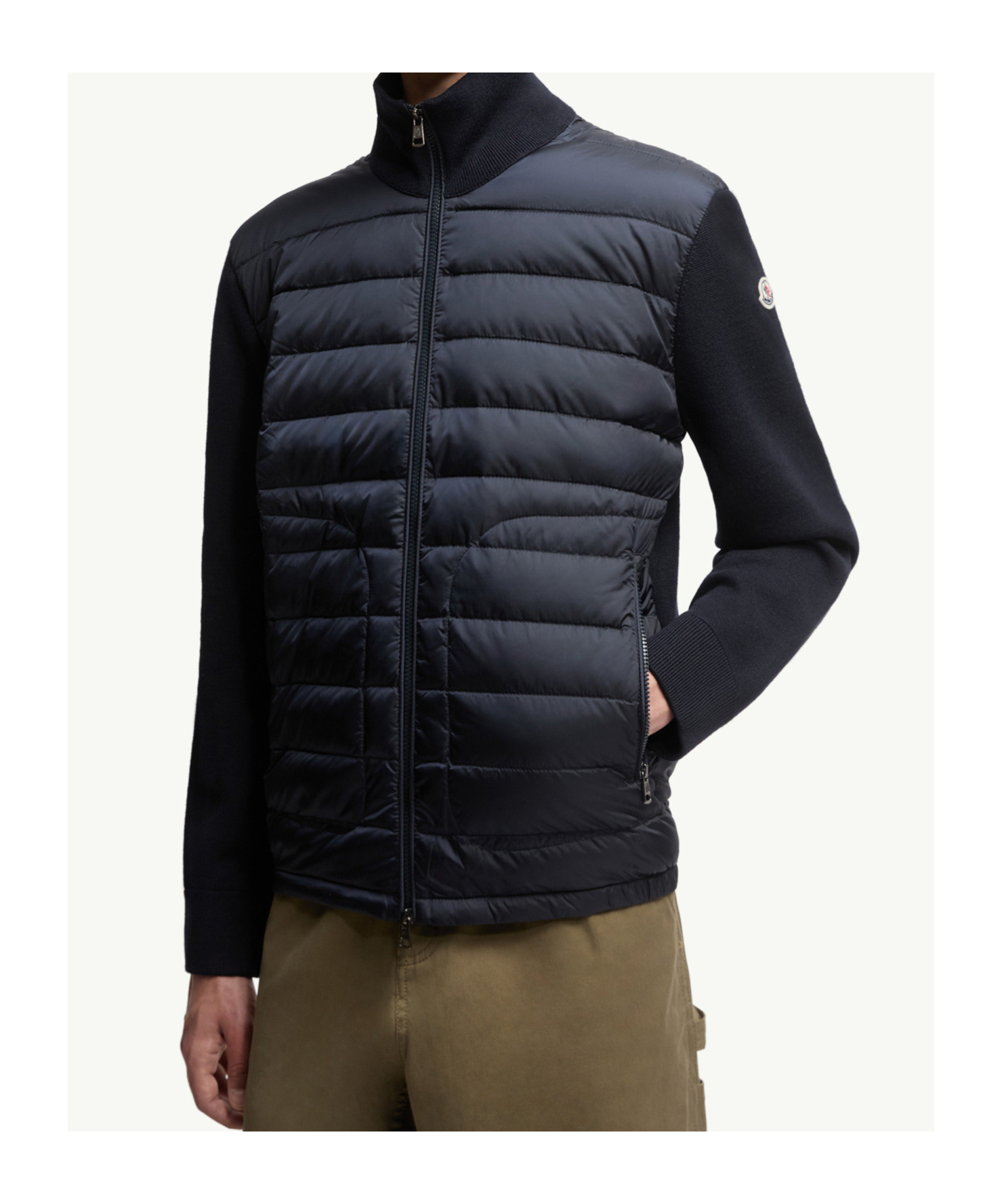 Moncler Nylon And Wool Padded Jacket In Black