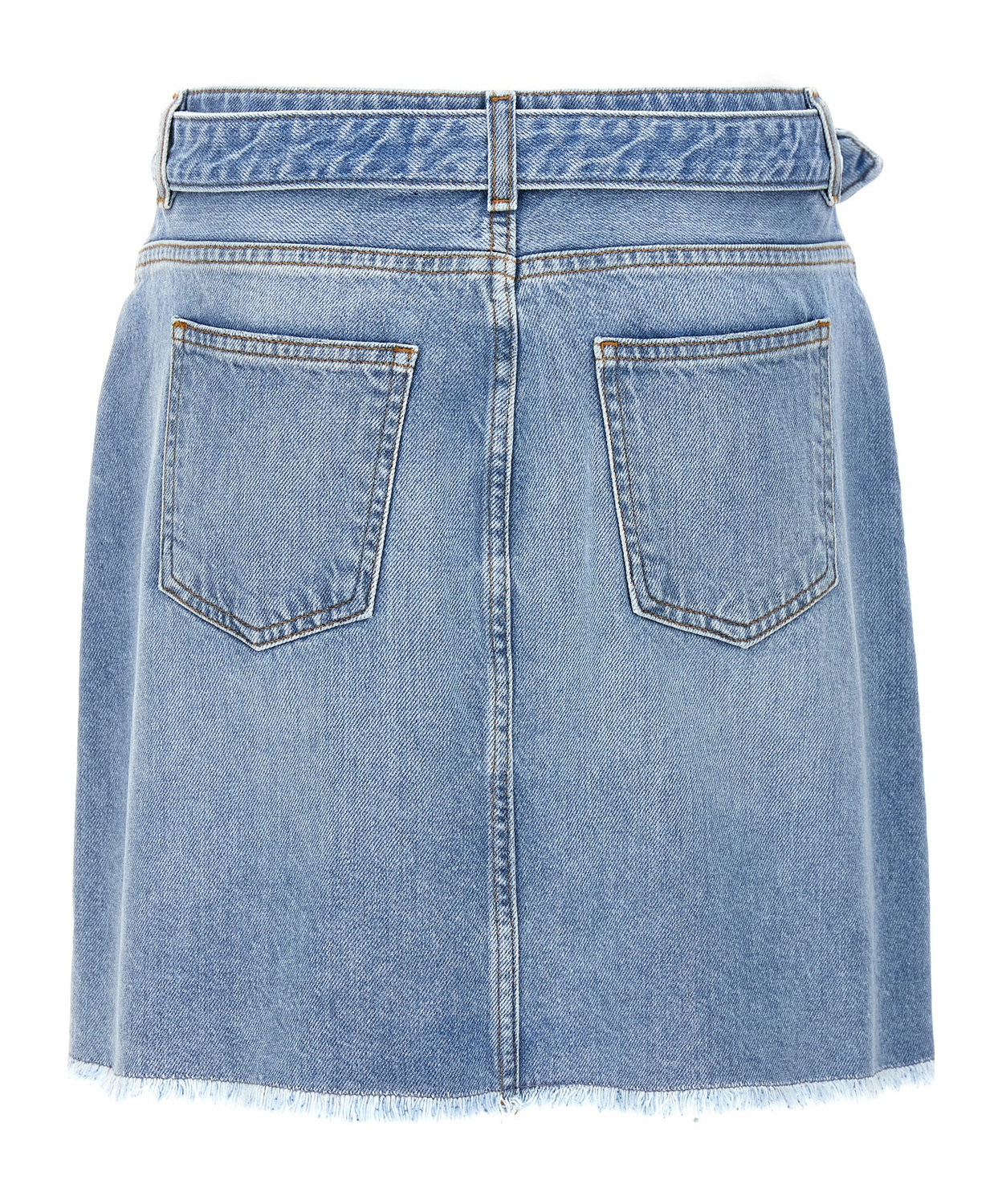 Shop Twinset Frayed Denim Miniskirt In Blue