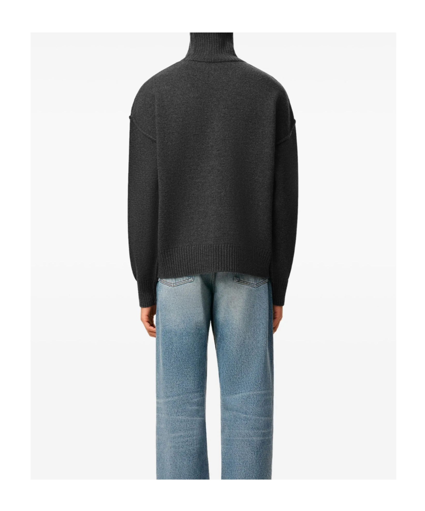 Ami Alexandre Mattiussi Ami Paris Grey Turtleneck Sweater Ami De Coeur Men In Black
