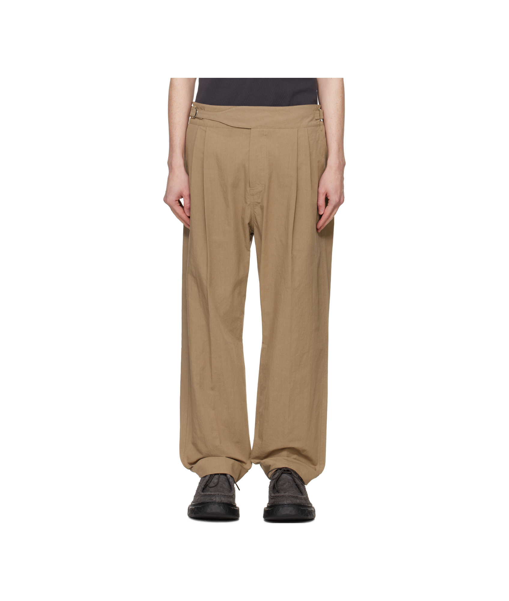 Craig Green Tan Double Pleat Trousers In Brown