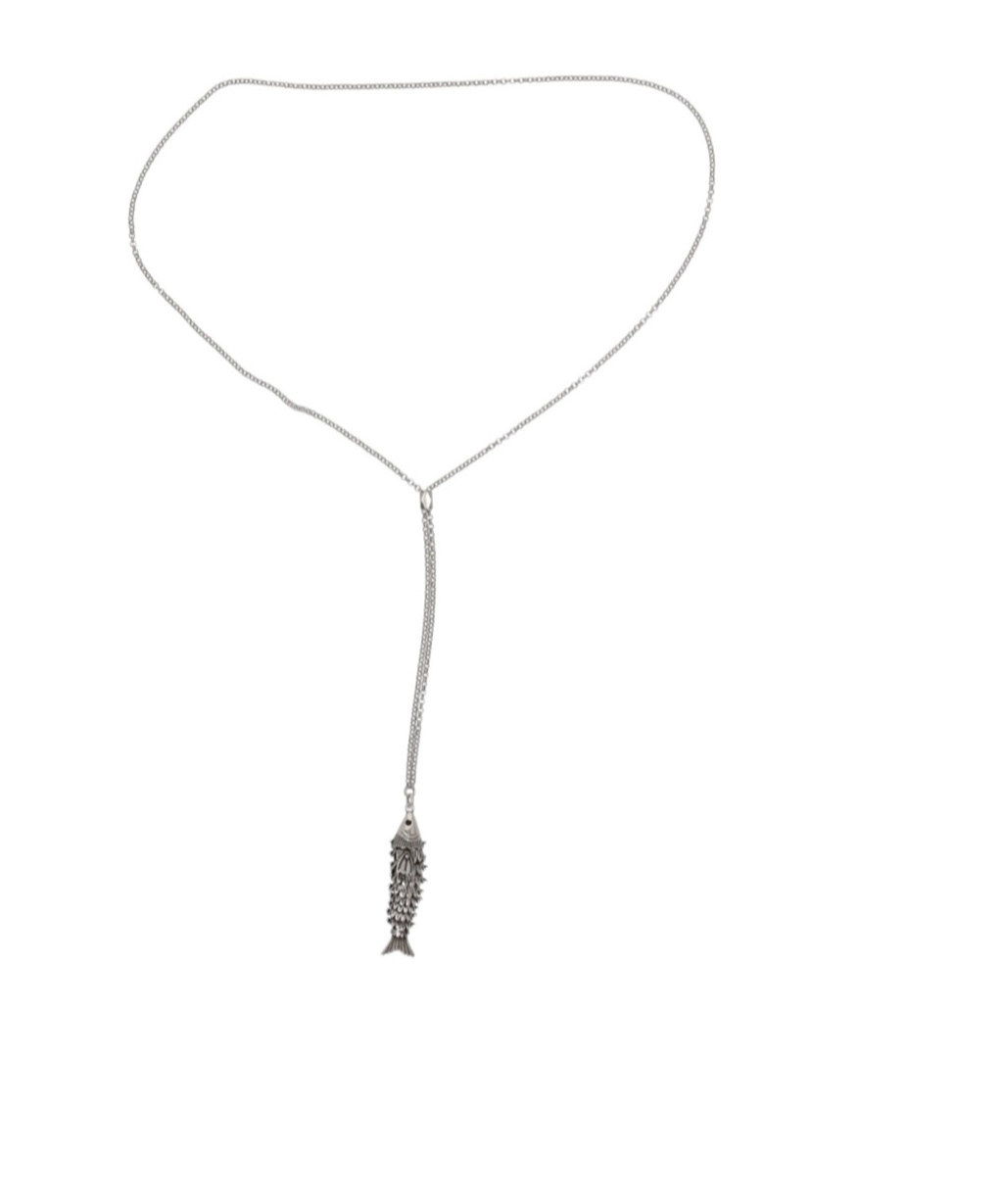 Isabel Marant River Fish Pendant Necklace In Gray