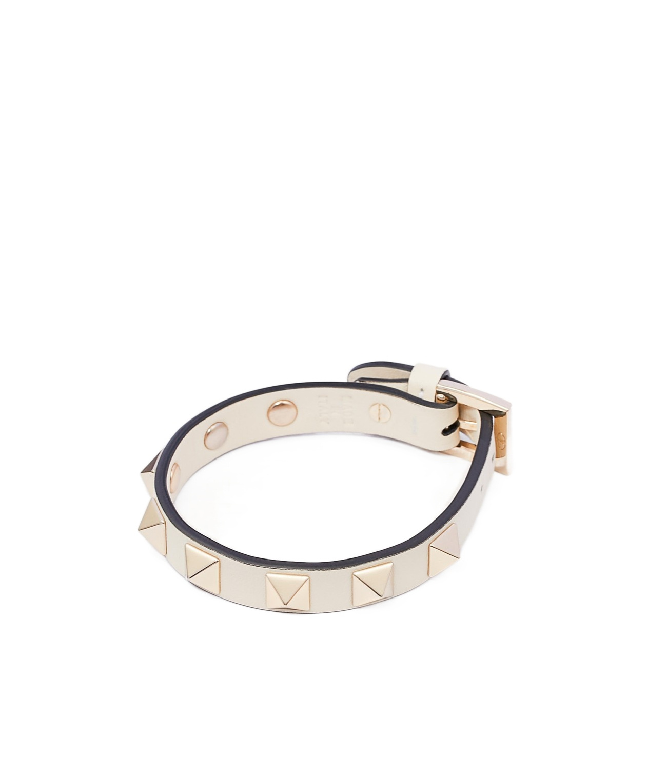 Valentino Garavani Rockstud Calfskin Double-strap Bracelet Woman Light Ivory Uni In White