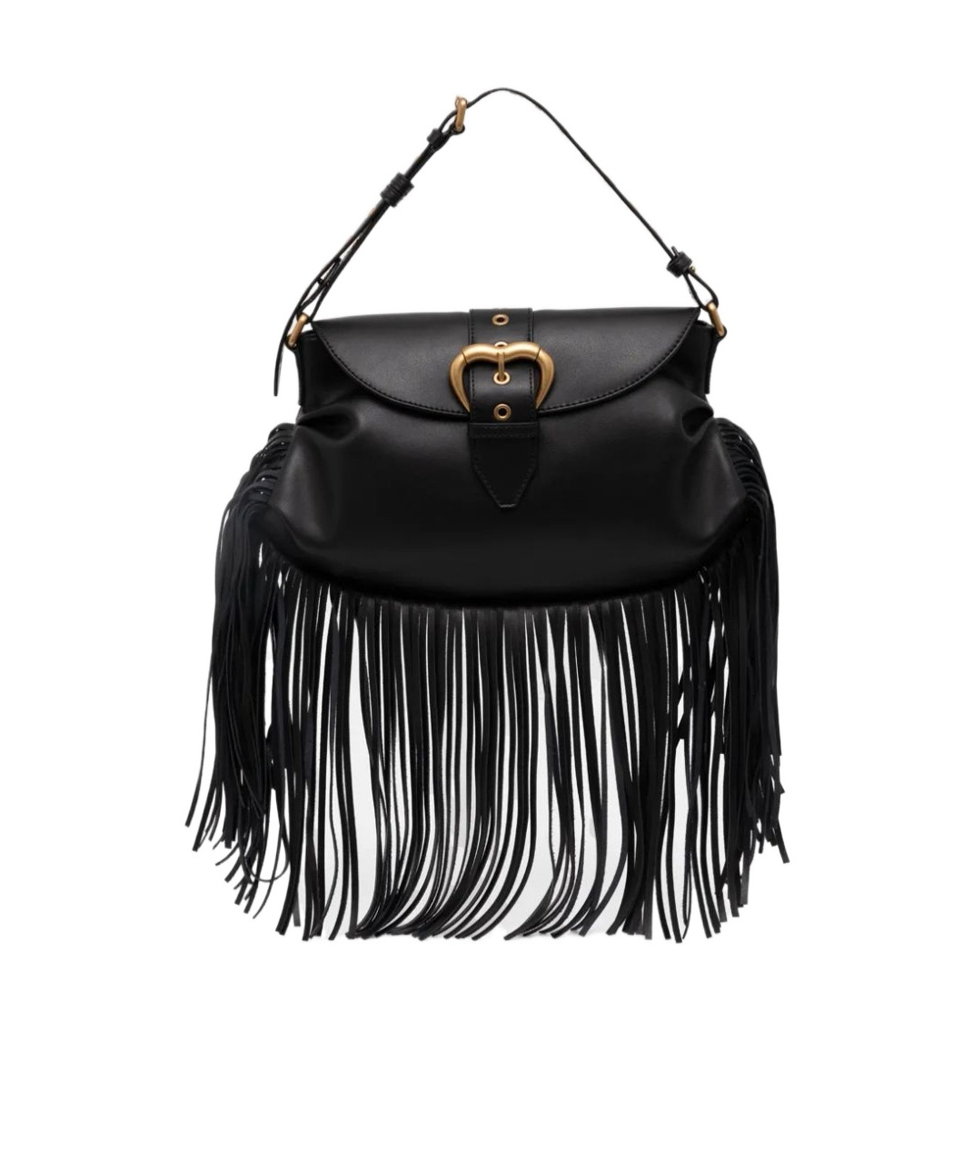 Pinko Jolene Fringed Shoulder Bag In Black