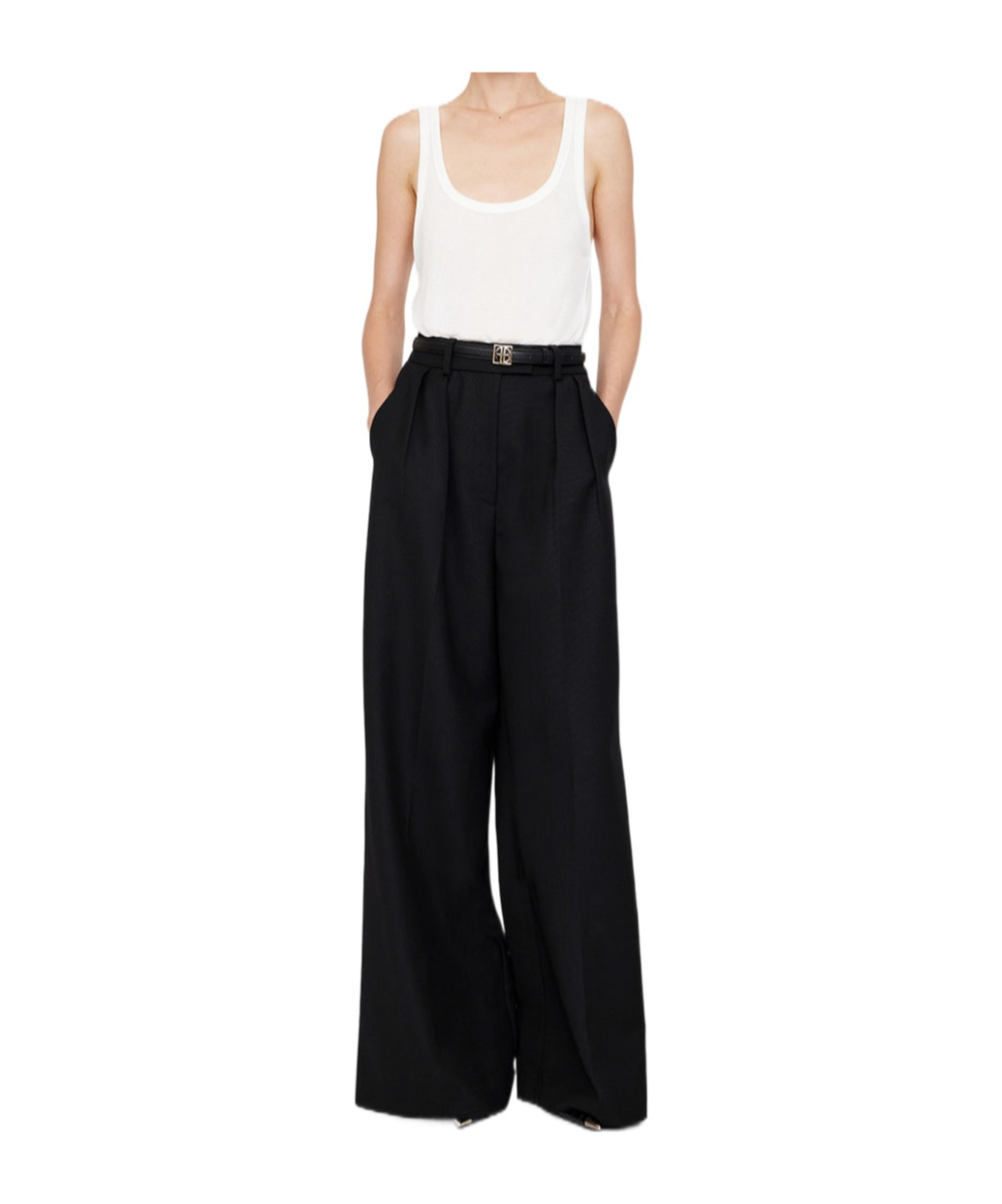 Shop Anine Bing Palazzo Pants In Black