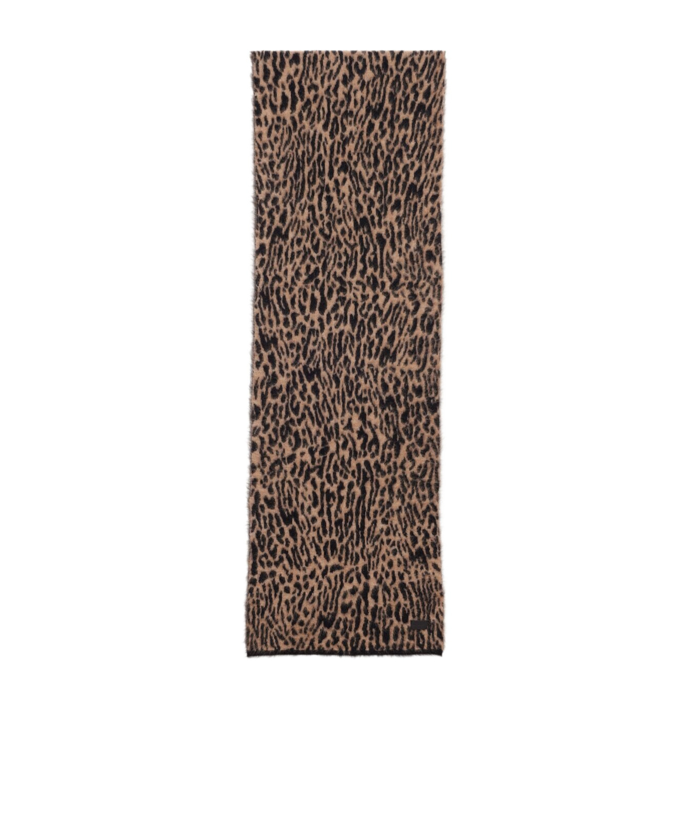 Saint Laurent Mohair-wool Leopard Scarf In Brown