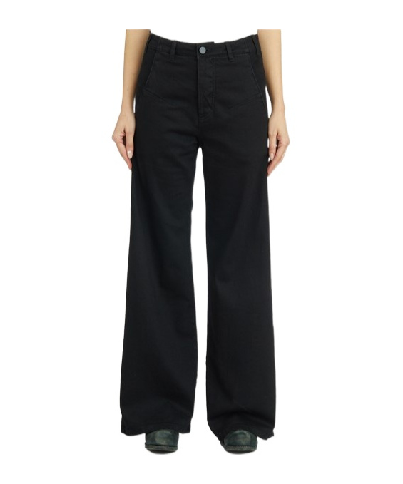 Thom Krom Pantaloni In Denim Gamba Larga In Black