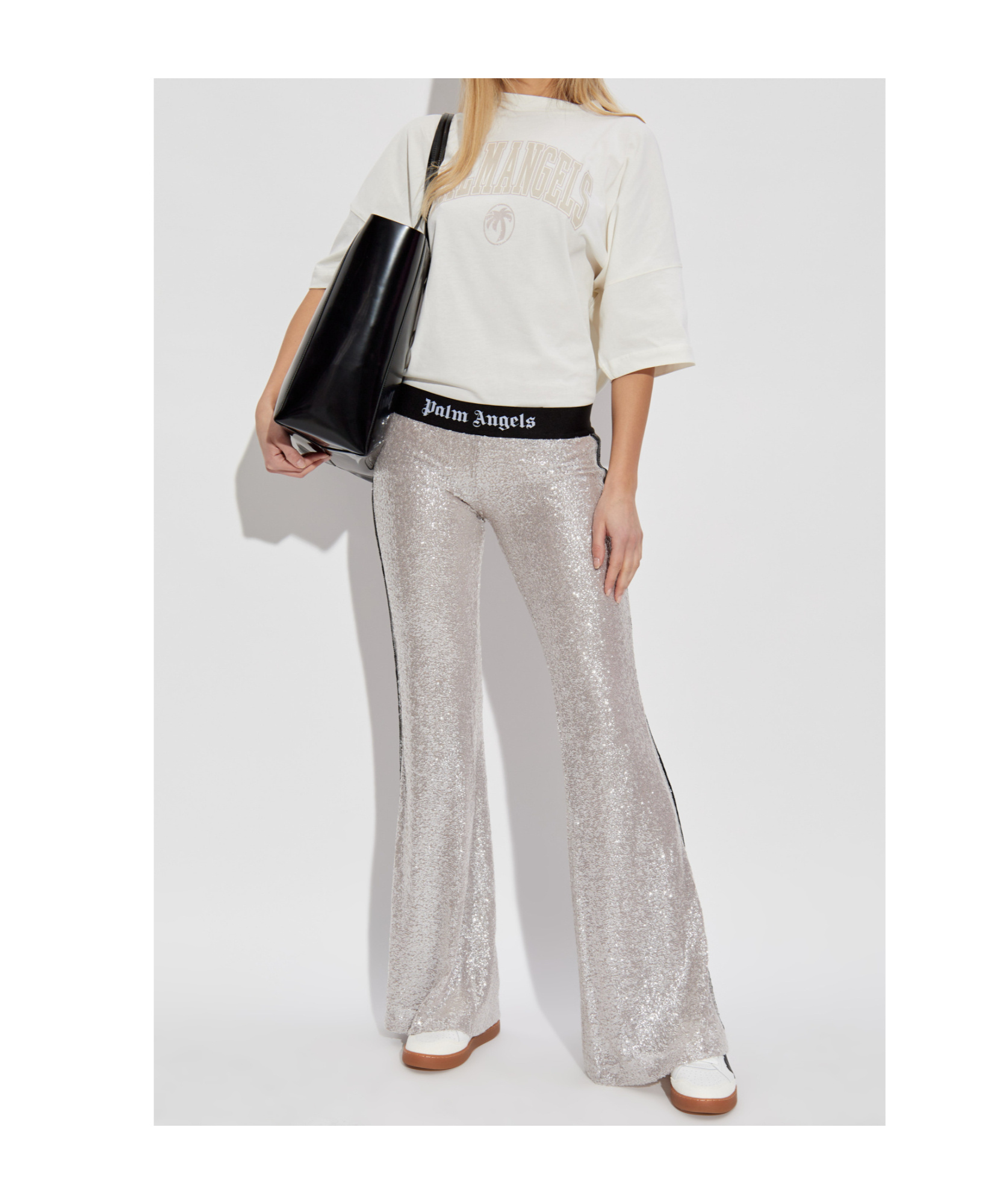 Palm Angels Sequin-embellished Trousers In Gray