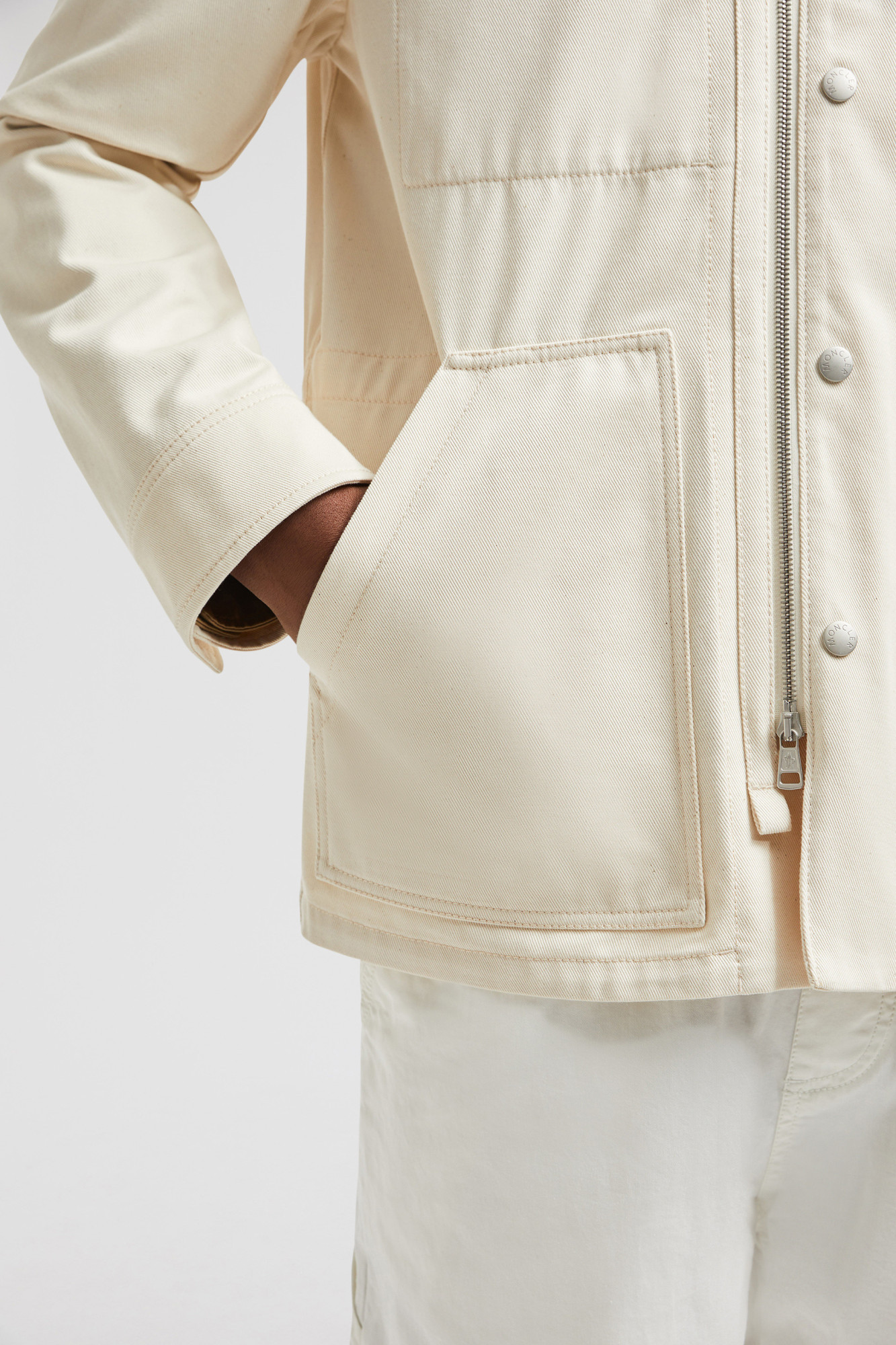 Moncler Guerledan Hooded Cotton Shirt Jacket White In White