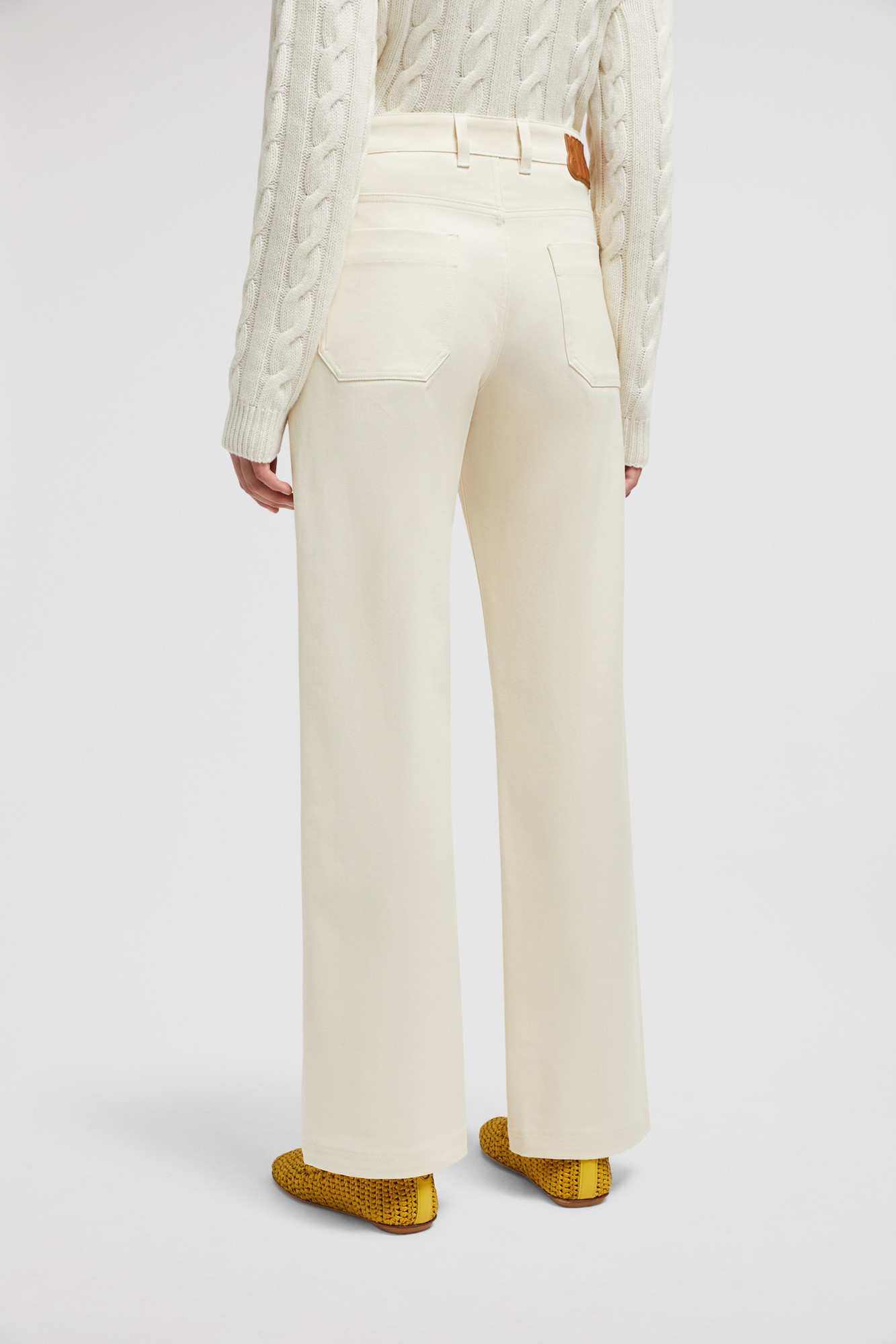 Shop Moncler Cotton Gabardine Straight Leg Trousers In Nude