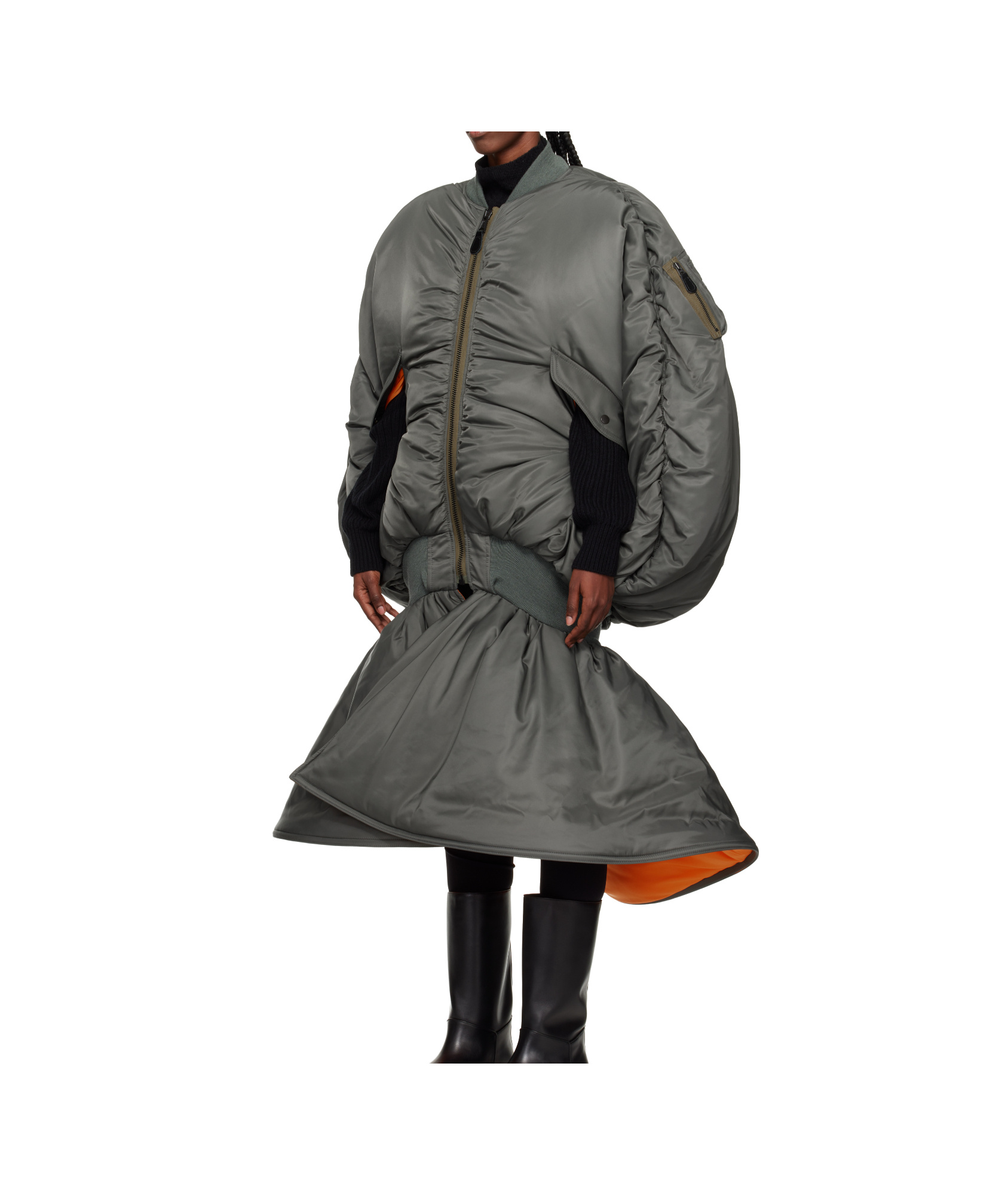 Junya Watanabe Khaki Bomber Maxi Dress In Green