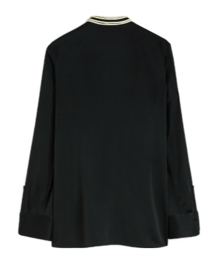 Jil Sander Oversized Two-tone Piped Crepe Shirt In Black