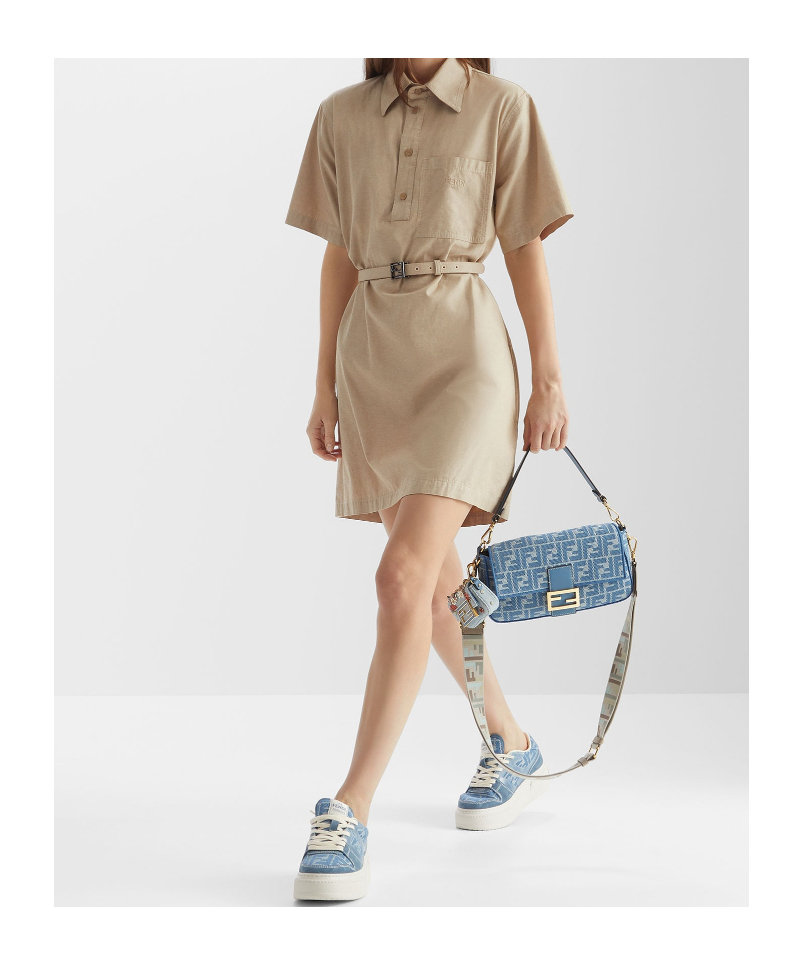 Fendi Jacquard Ff Baguette In Blue