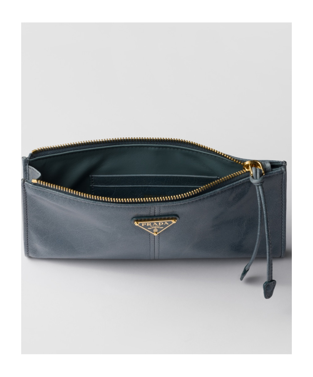 Prada Leather Pouch In Blue
