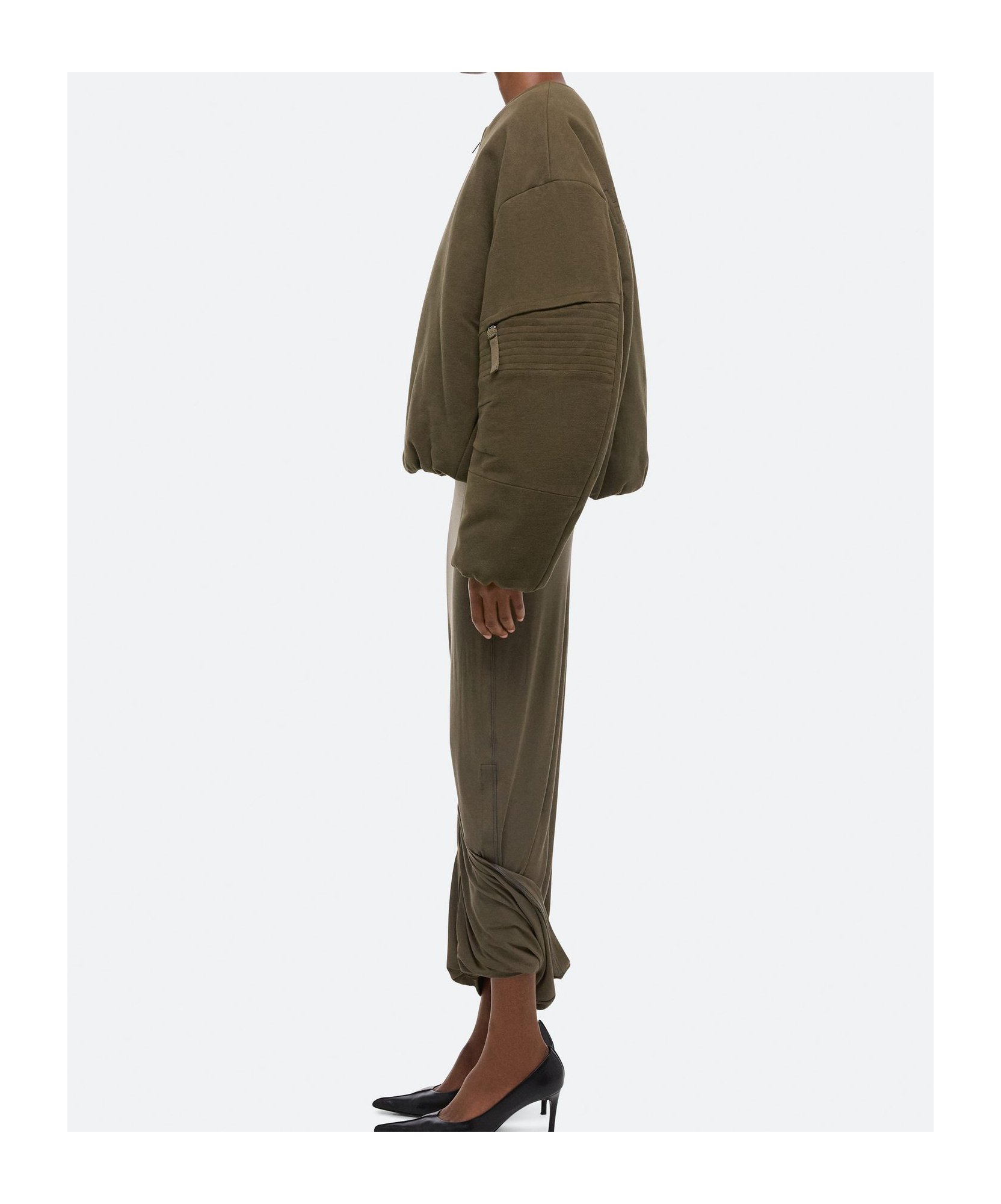 Helmut Lang Brushed Cocoon Bomber Jacket In Brown