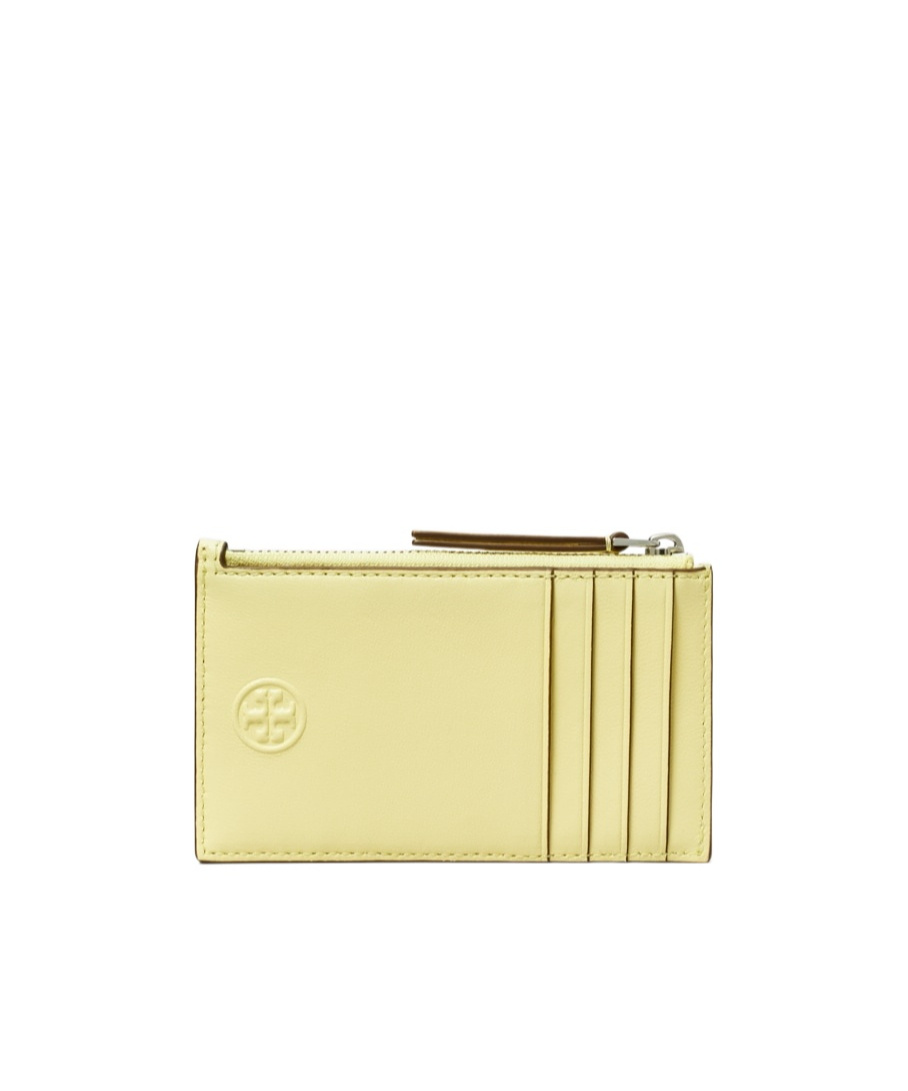 Tory Burch Fleming Soft Zip Card Case In Yellow