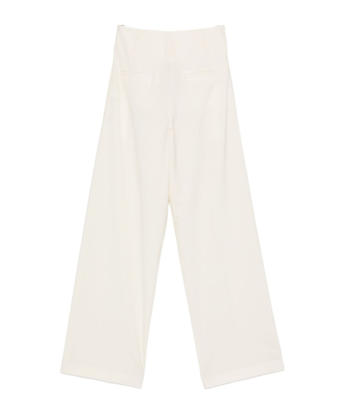 Semicouture High-waisted Wide-leg Wool Blend Trousers In White