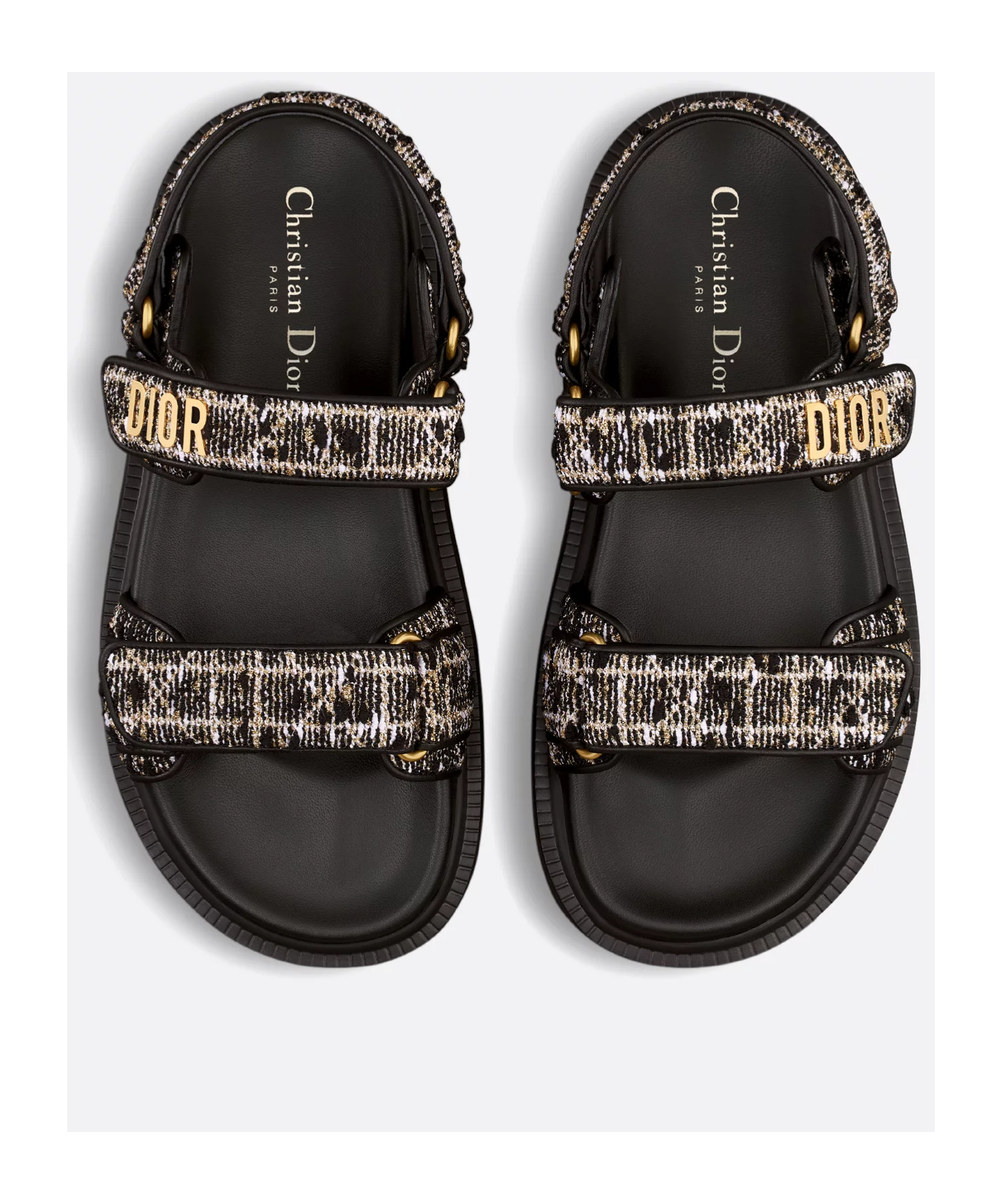 Dior Act Flat Sandals In Black
